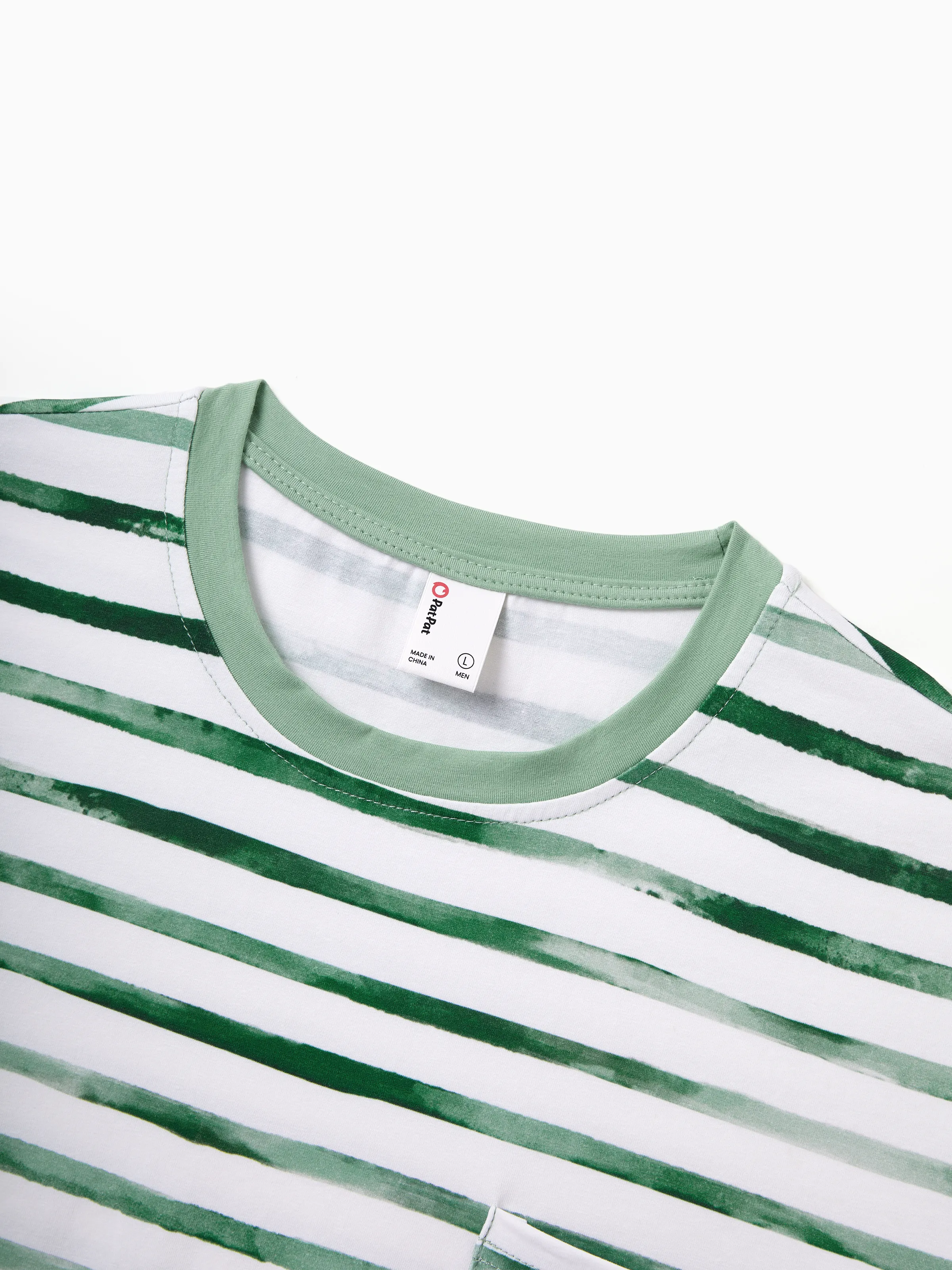 Family Matching Cotton Outfits Set Green Striped T-Shirt and Dress Set for Dad, Mom, Kids & Baby, Perfect for Summer Family Outings & Photos Green - Image 33