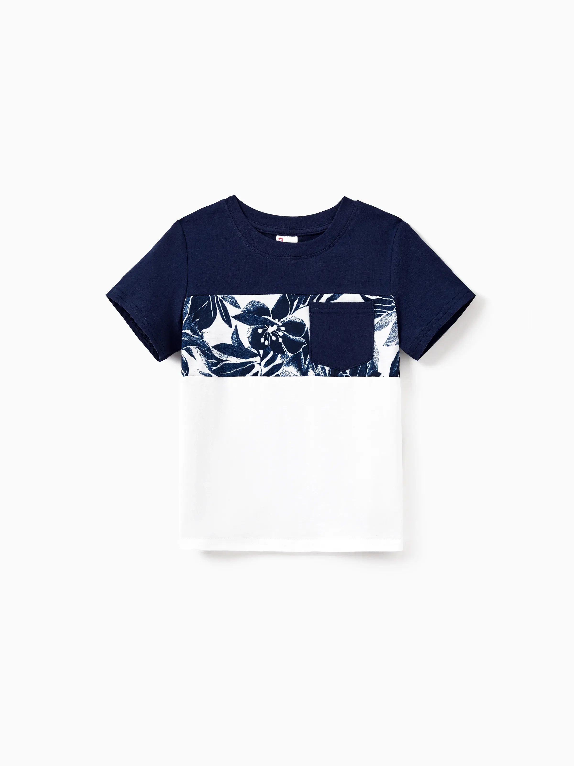 Family Matching Cotton Tee Flora Print Splicing Shirt or Tank Dress Deep Blue - Image 18