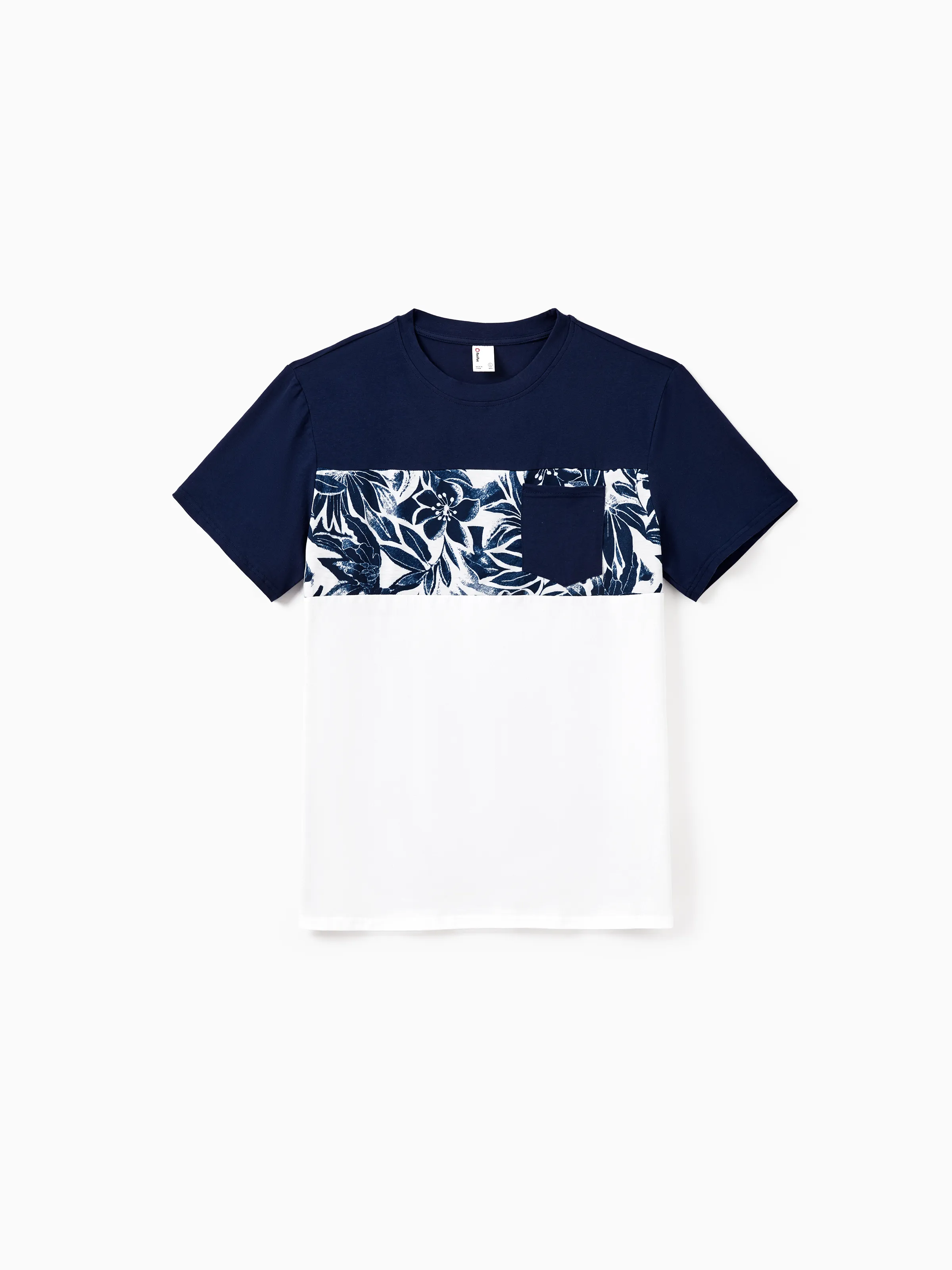 Family Matching Cotton Tee Flora Print Splicing Shirt or Tank Dress Deep Blue - Image 23