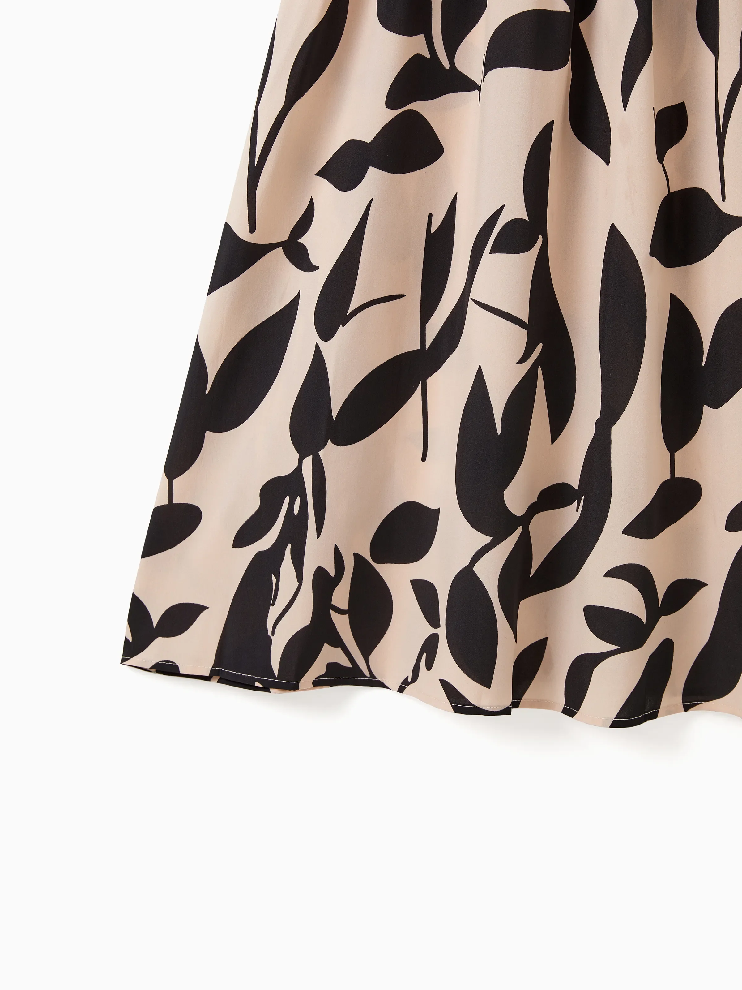 Family Matching Cross Back Floral Strap Dress and Colorblock Top Sets Black - Image 5
