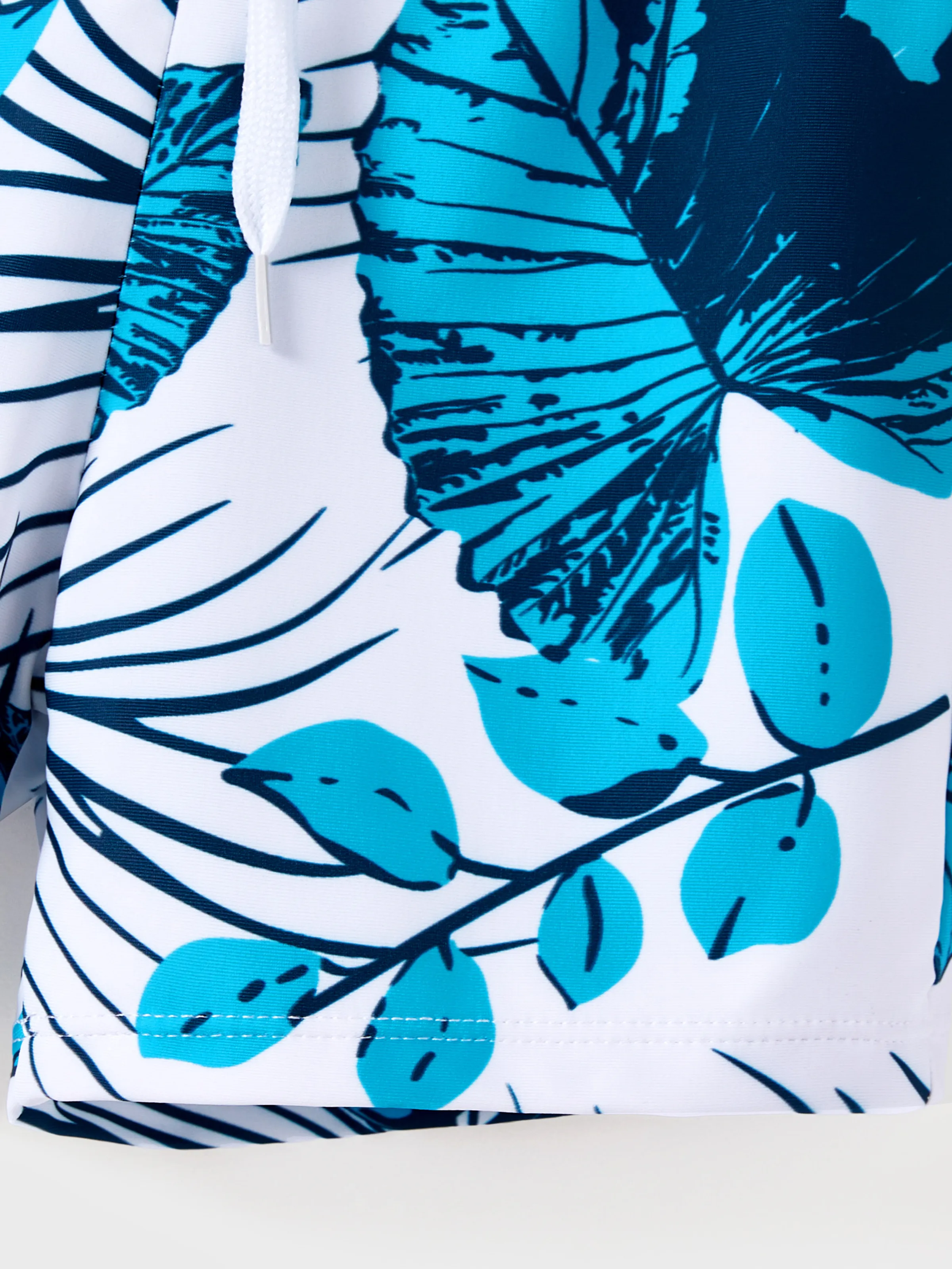 Family Matching Drawstring Swim Trunks or Cut Out Lace UP Back One-Piece Swimsuit BLUEWHITE - Image 18