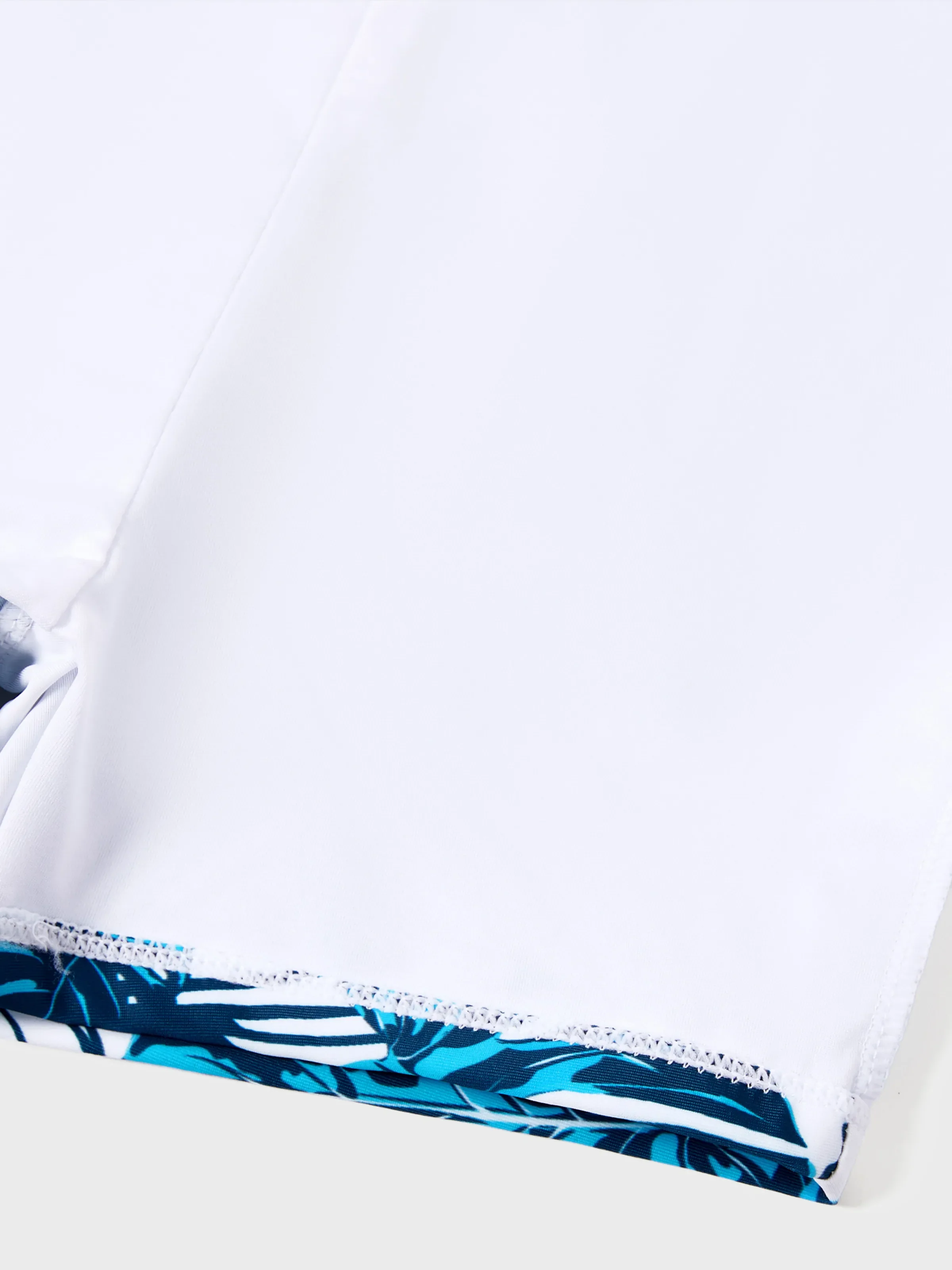 Family Matching Drawstring Swim Trunks or Cut Out Lace UP Back One-Piece Swimsuit BLUEWHITE - Image 19