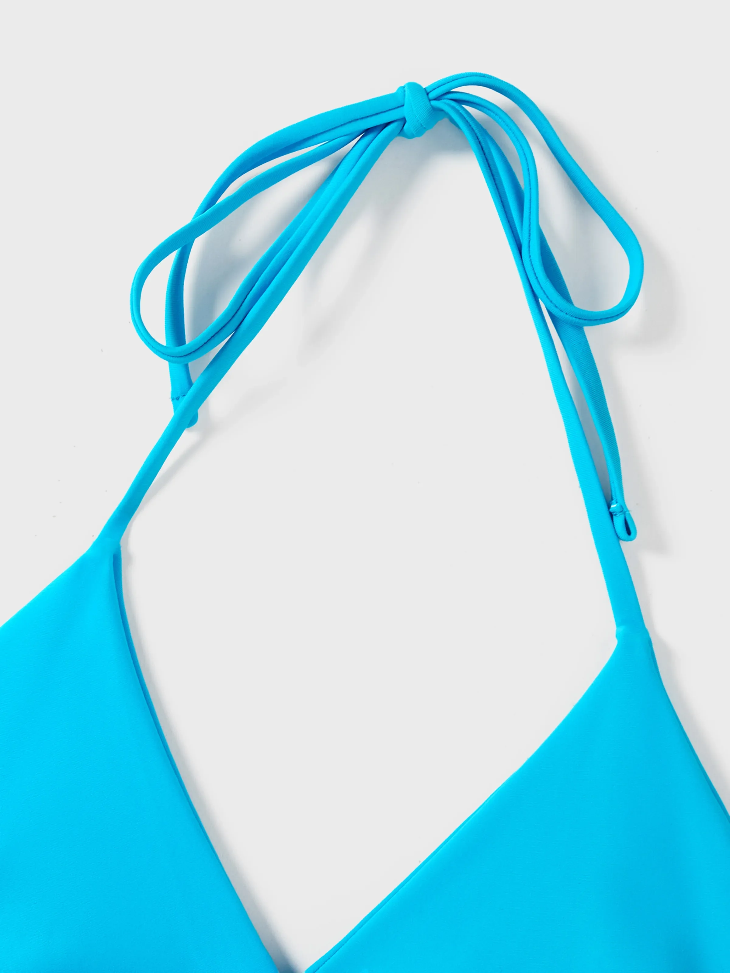 Family Matching Drawstring Swim Trunks or Cut Out Lace UP Back One-Piece Swimsuit BLUEWHITE - Image 4