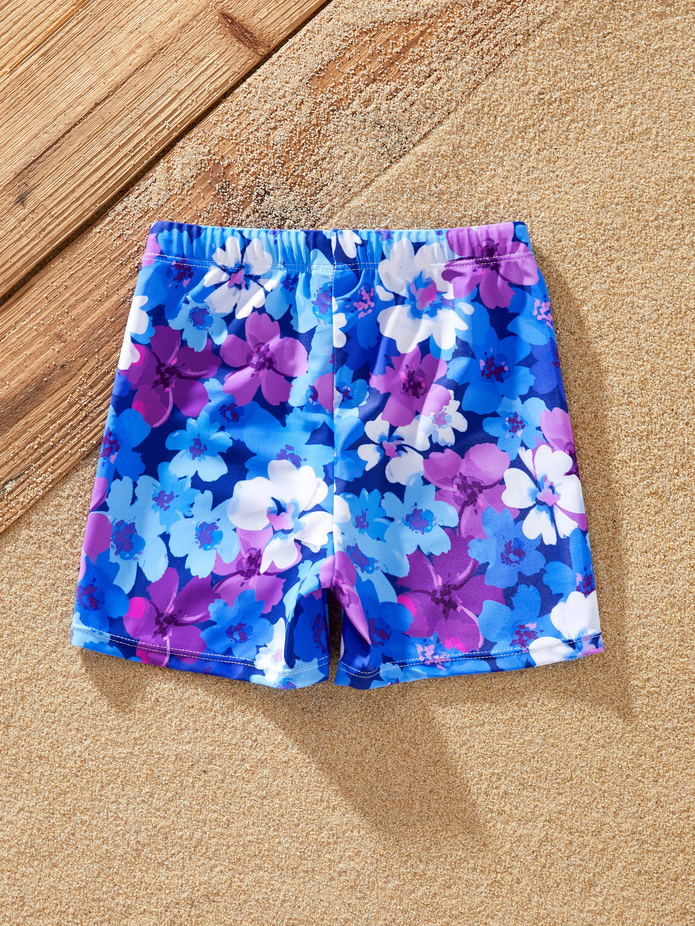 Family Matching Flora Swim Trunks or Smocking Strap two-piece Swimsuit Purple - Image 14