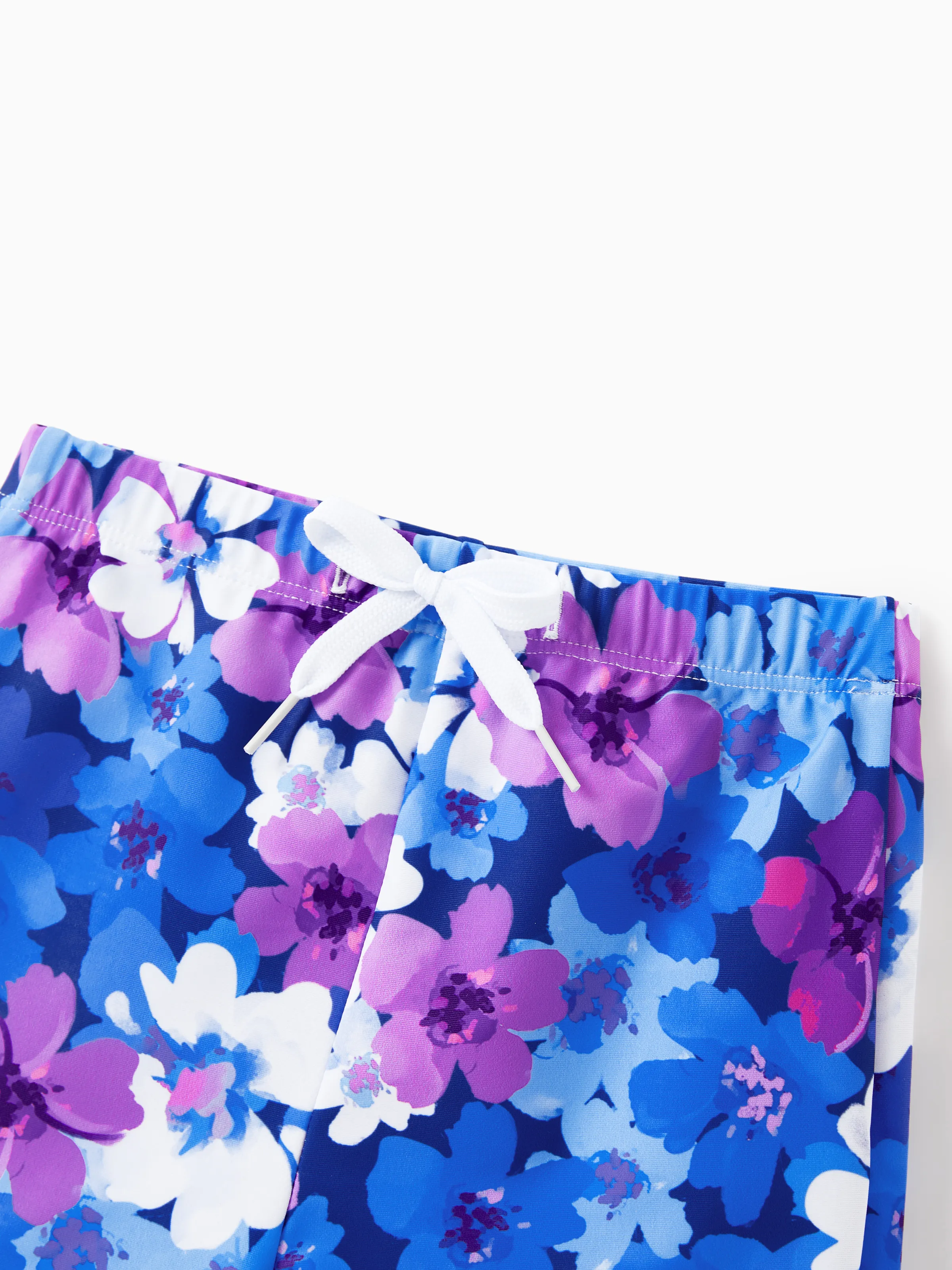 Family Matching Flora Swim Trunks or Smocking Strap two-piece Swimsuit Purple - Image 17