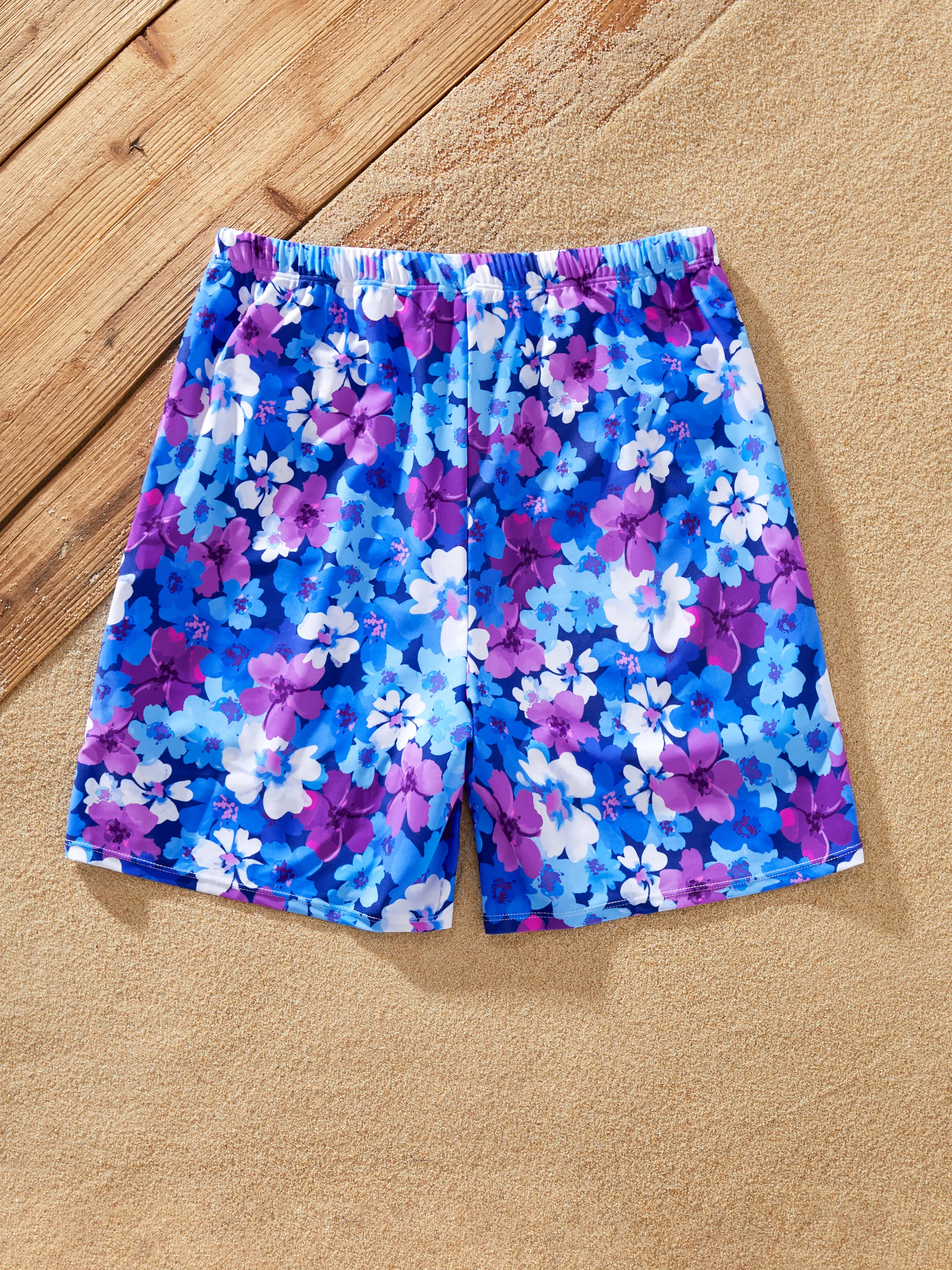 Family Matching Flora Swim Trunks or Smocking Strap two-piece Swimsuit Purple - Image 19