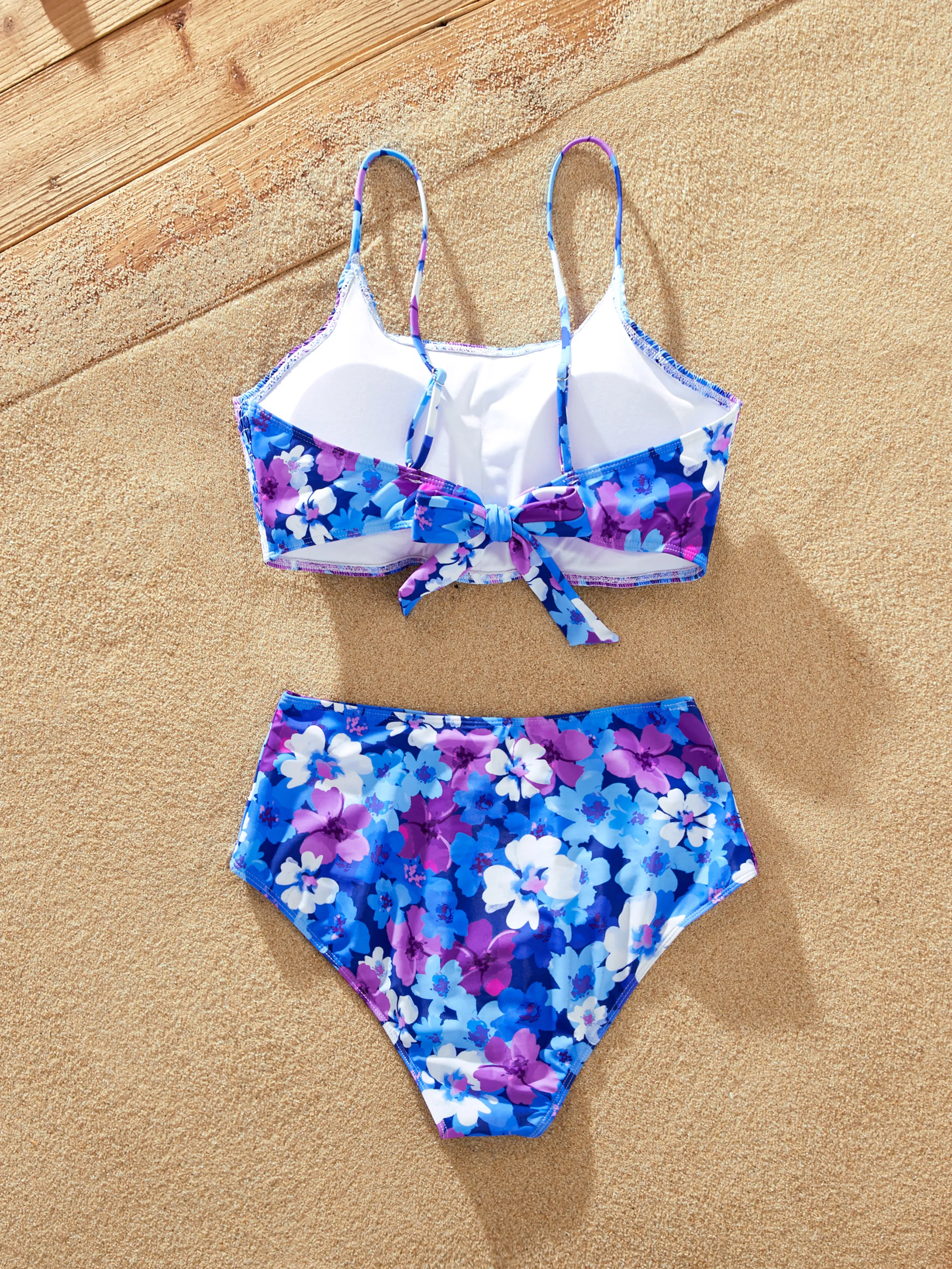 Family Matching Flora Swim Trunks or Smocking Strap two-piece Swimsuit Purple - Image 4