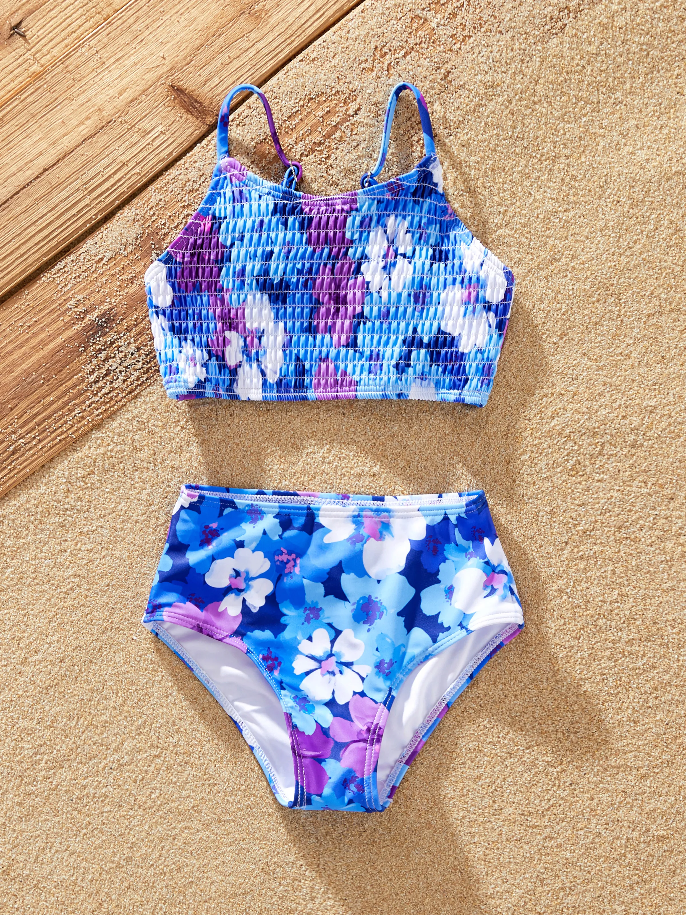 Family Matching Flora Swim Trunks or Smocking Strap two-piece Swimsuit Purple - Image 8