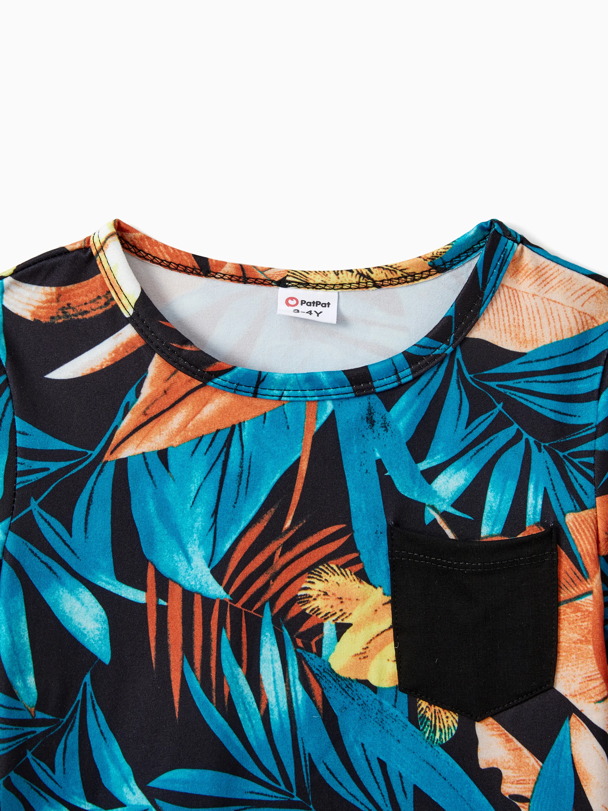 Family Matching Floral Panel T-shirt and Floral Ruched Drawstring Side Strap Dress Sets Black - Image 19