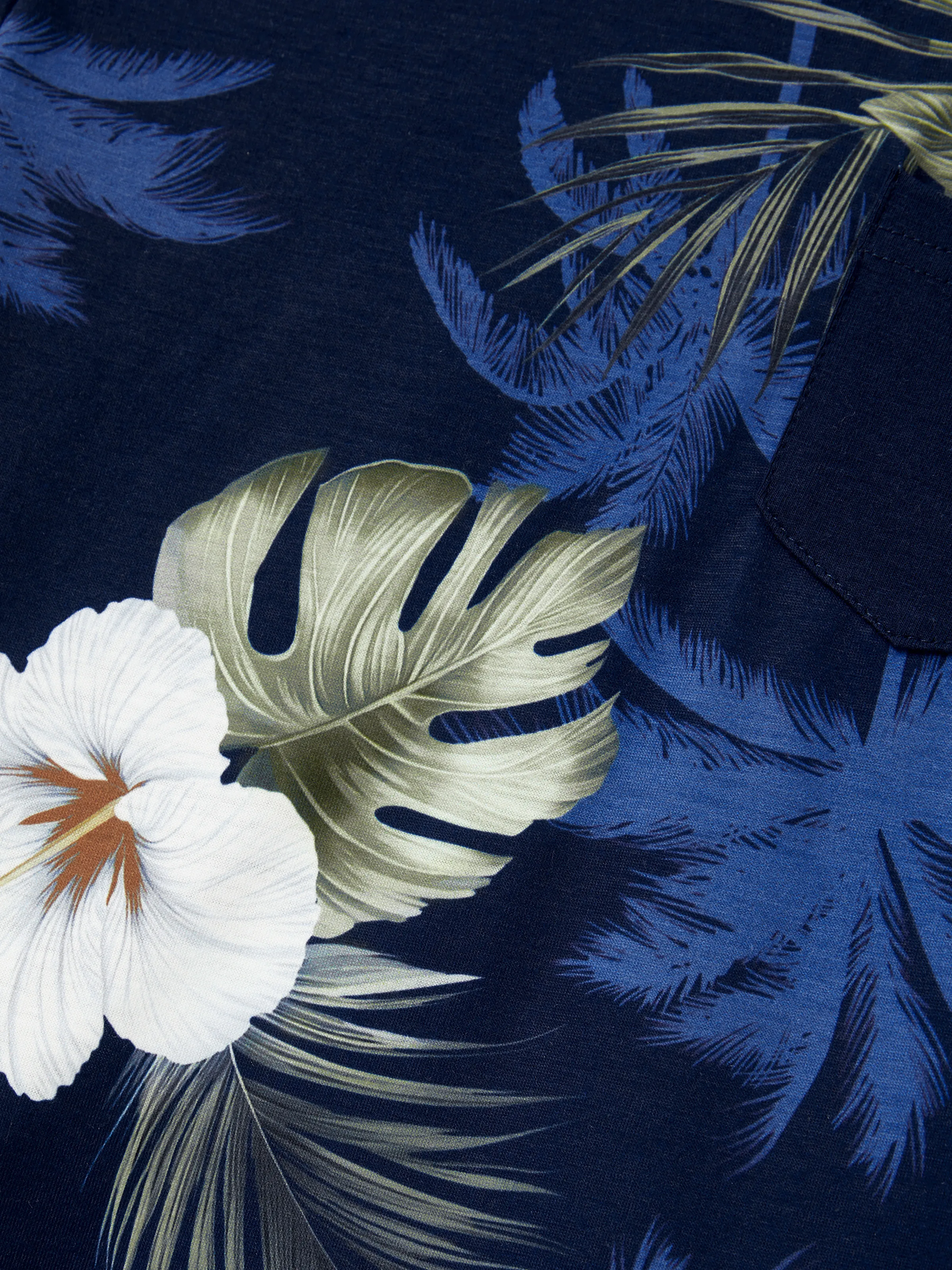 Family Matching Floral Print Cotton Top Short-sleeve Shirt or Splicing Sleeveless Tank Dress Deep Blue - Image 21