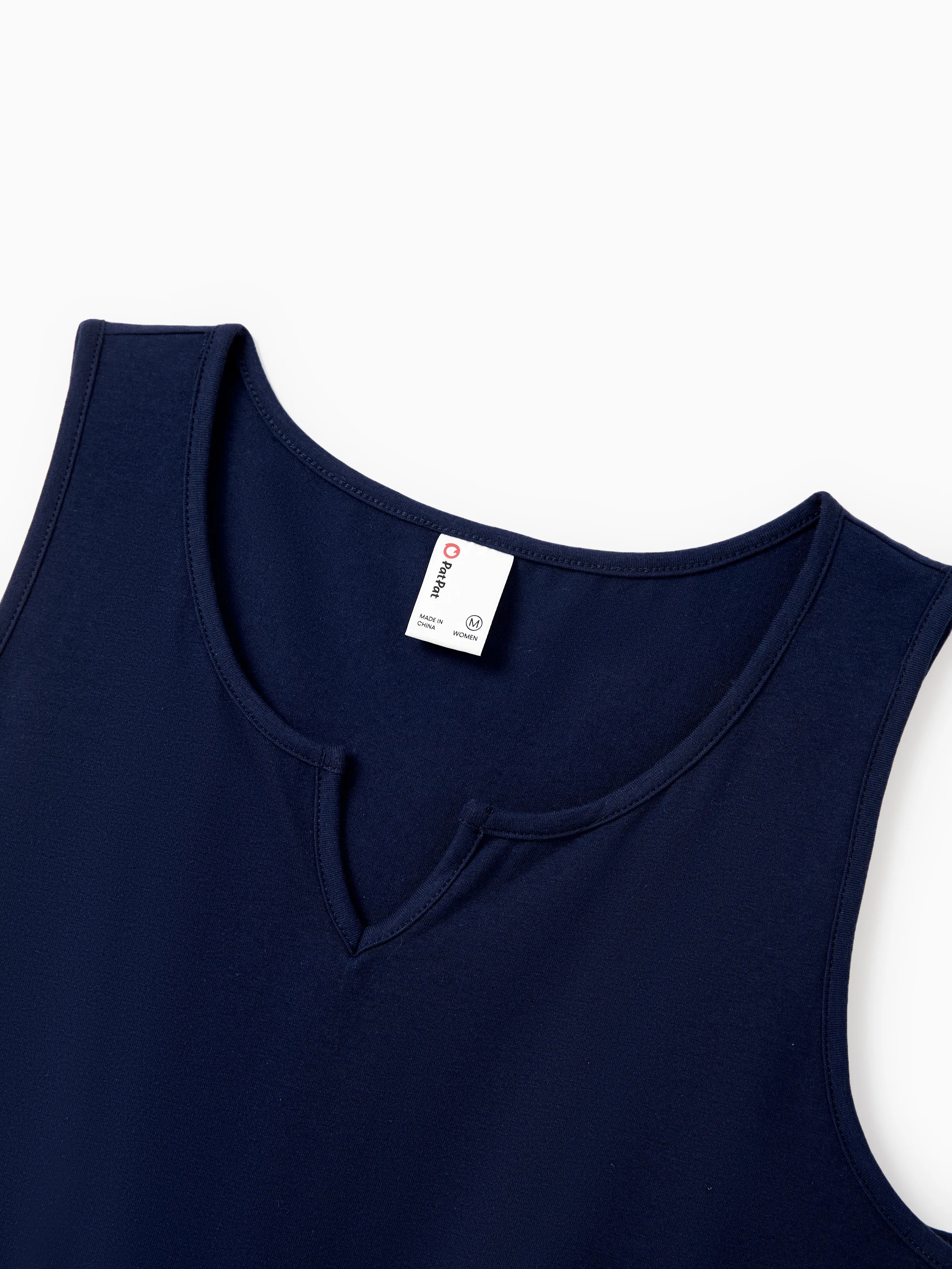 Family Matching Floral Print Cotton Top Short-sleeve Shirt or Splicing Sleeveless Tank Dress Deep Blue - Image 4