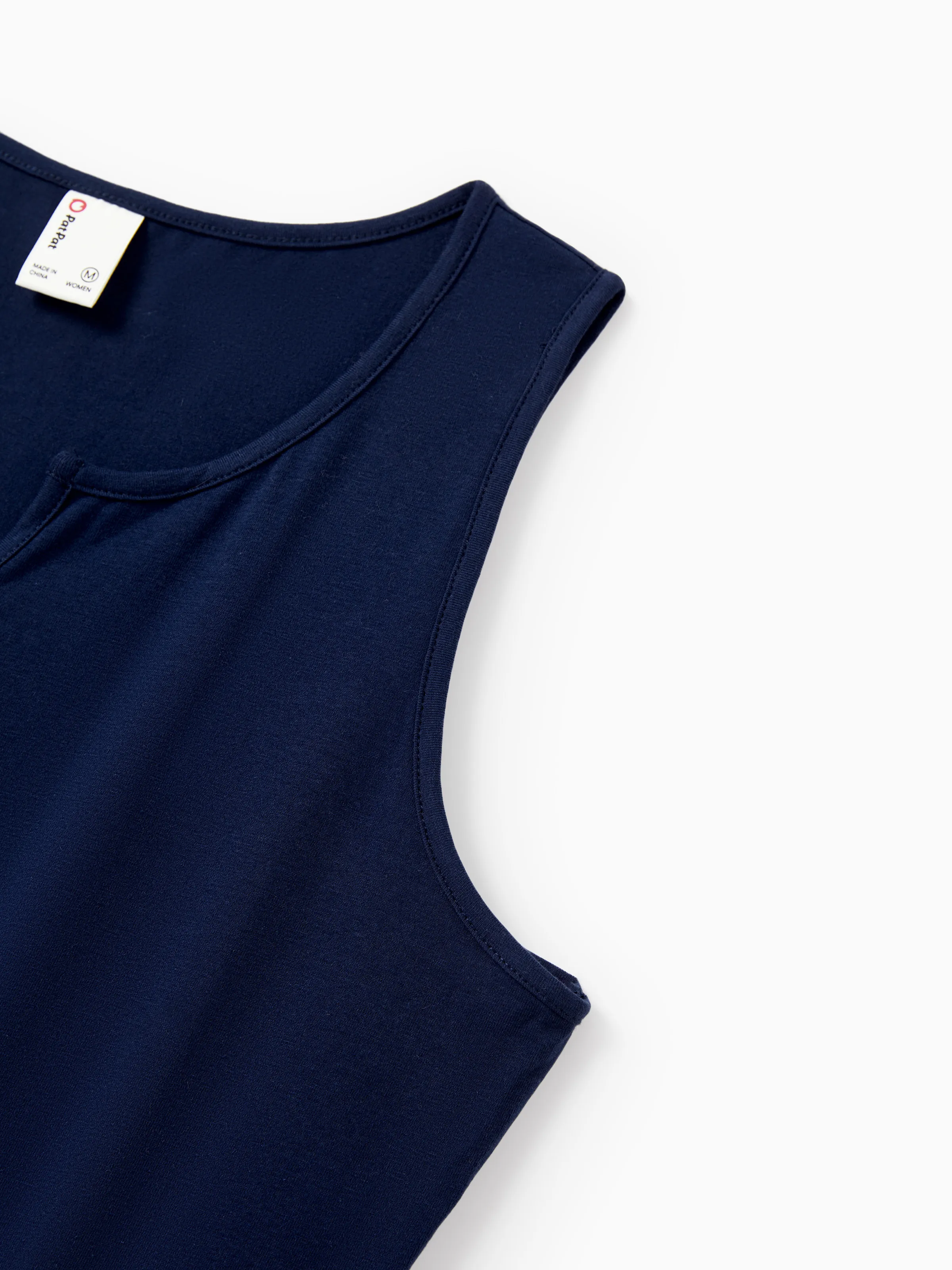 Family Matching Floral Print Cotton Top Short-sleeve Shirt or Splicing Sleeveless Tank Dress Deep Blue - Image 5