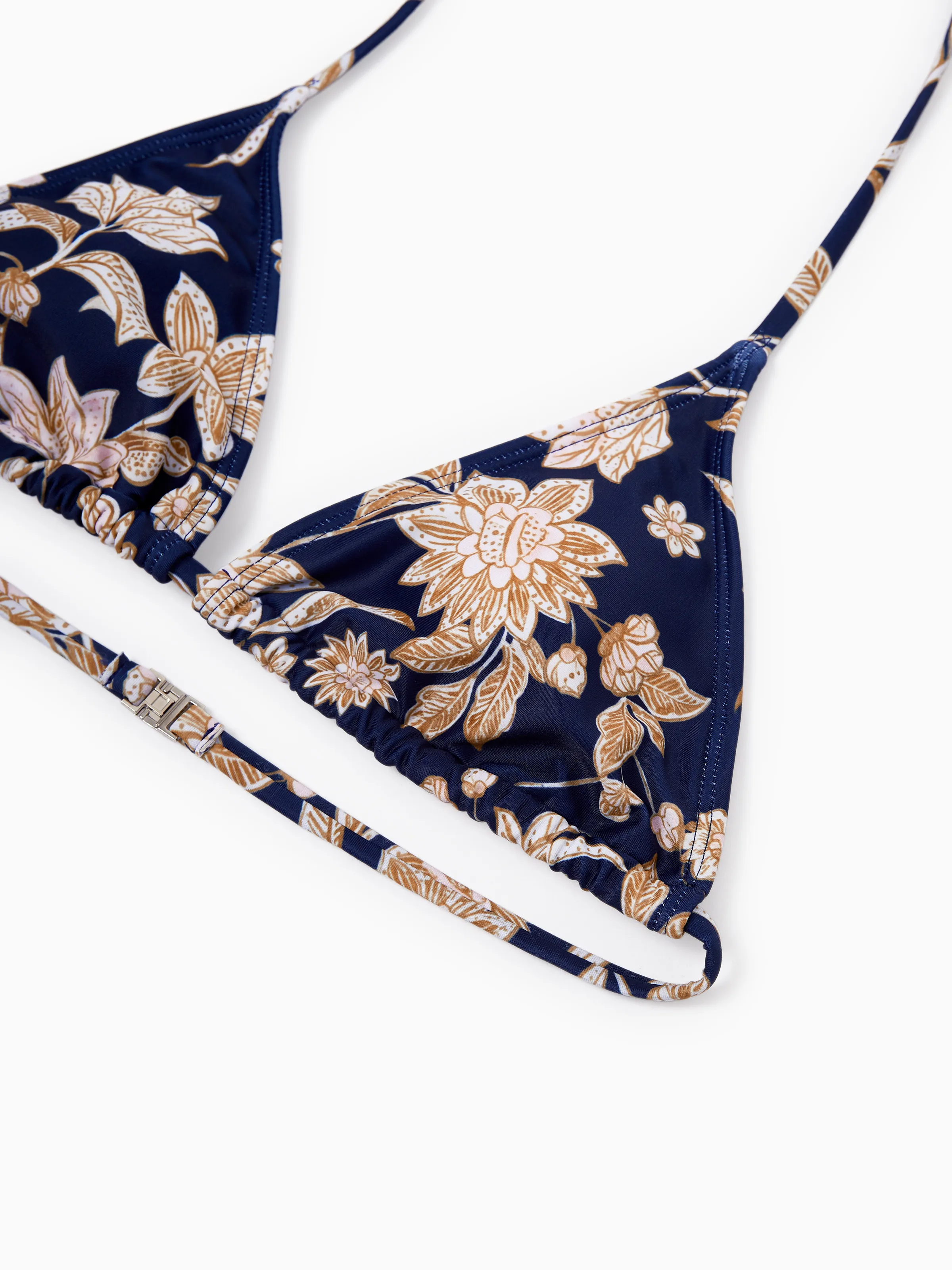 Family Matching Floral Print Swimsuits 2-in-1 One-Piece Swimsuit & Swim Trunks  Deep Blue - Image 6