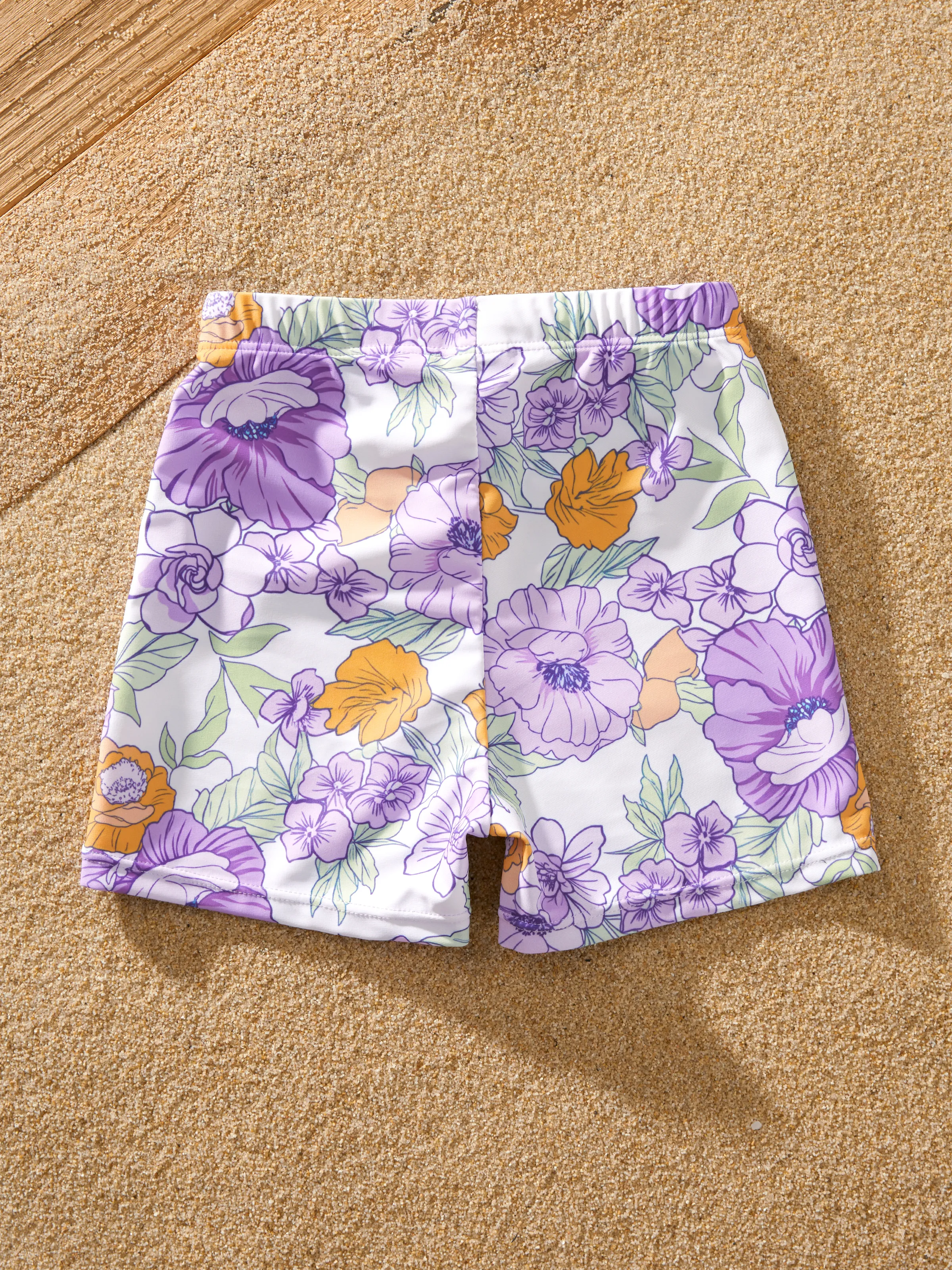 Family Matching Floral Print Swimsuits Ruffled One-Piece Bathing Suit & Swim Trunks Set Purple - Image 20