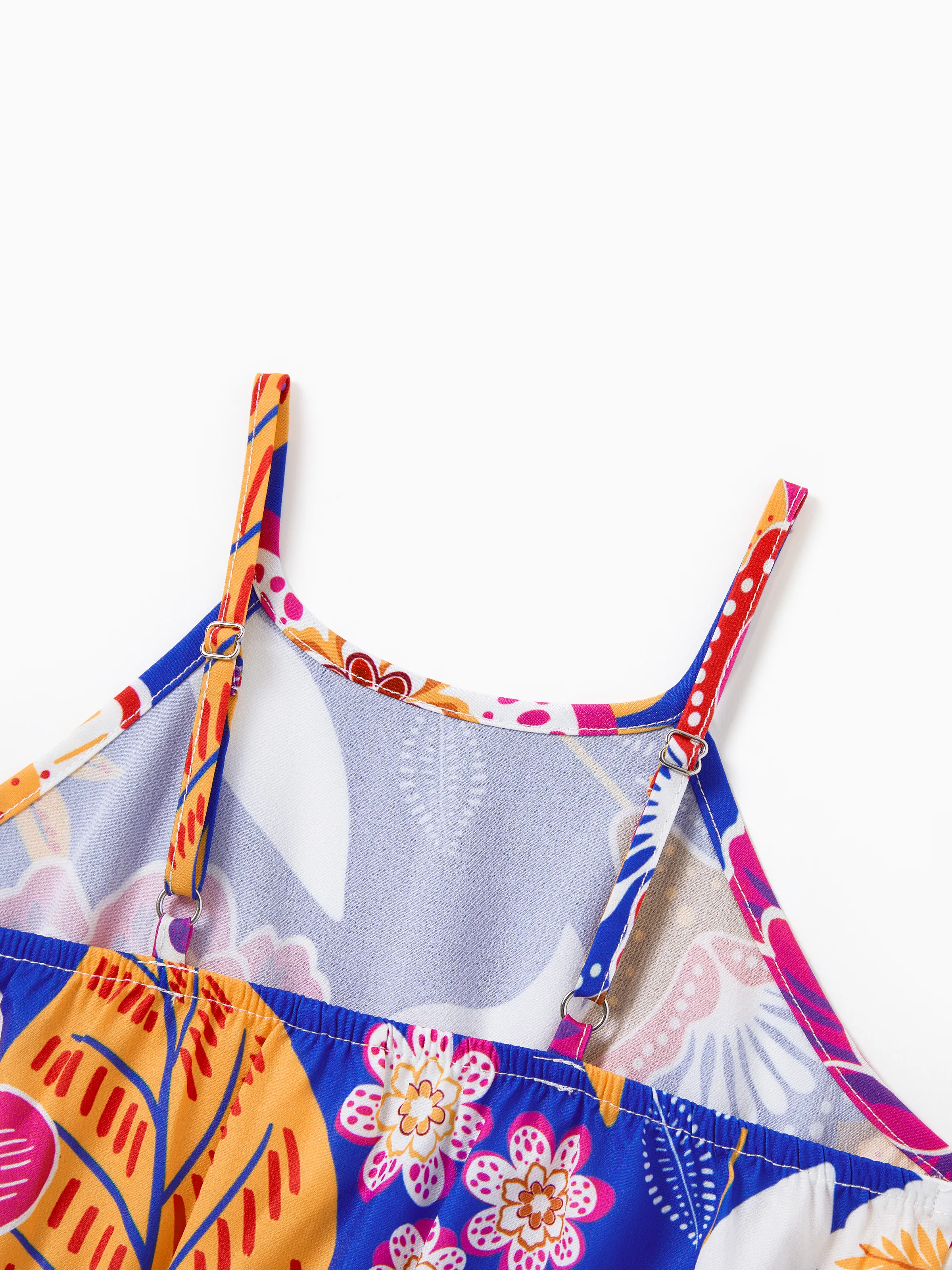 Family Matching Hawaiian Outfits Tropical Floral Print Vacation Clothes Strap Belted Dress or Short-sleeve Shirts Summer Beachwear Set Navy - Image 10