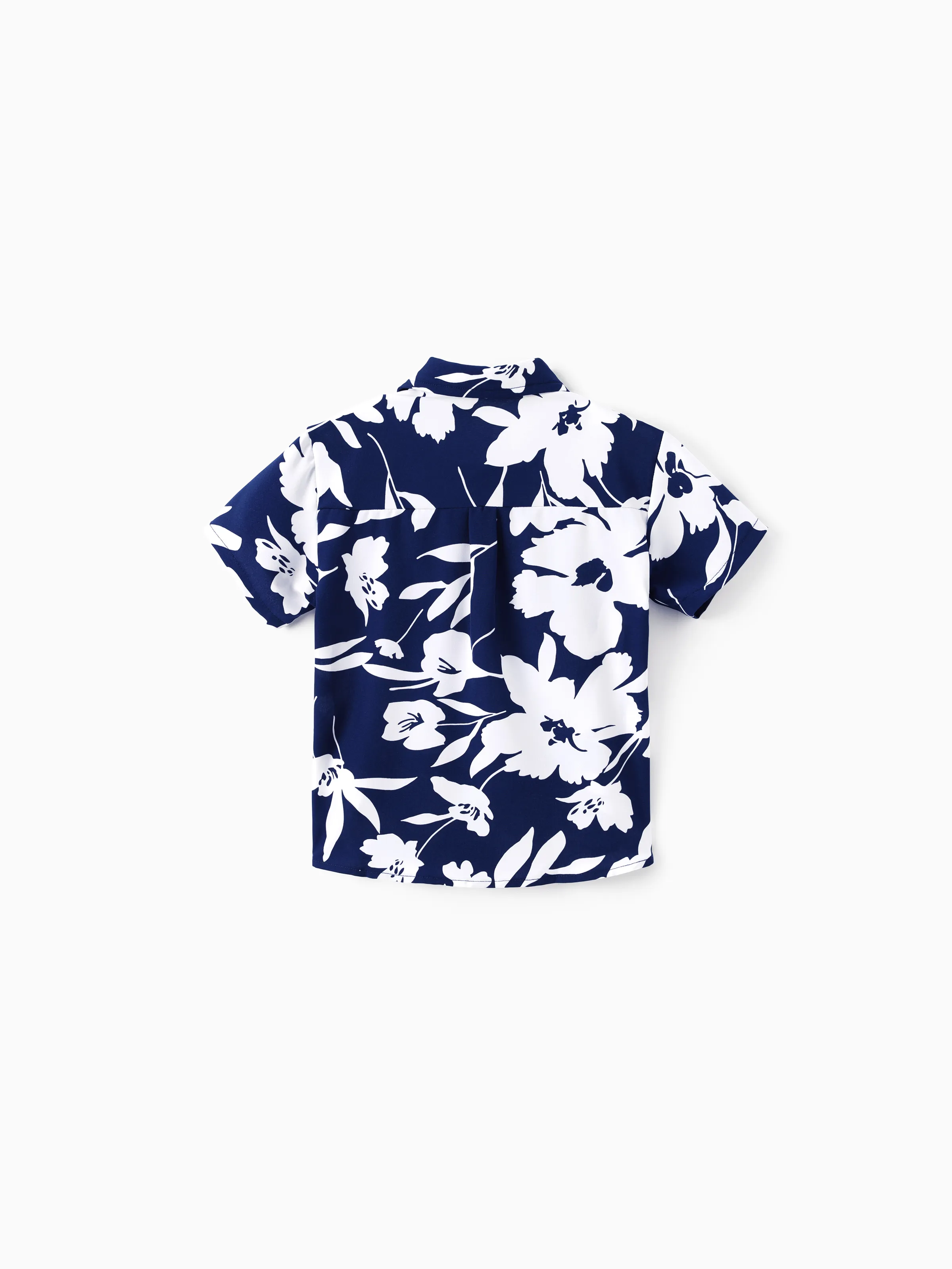 Family Matching Leaf Print Blue Short-sleeve Shirt or Sling Shirred Dress Set Blue - Image 18