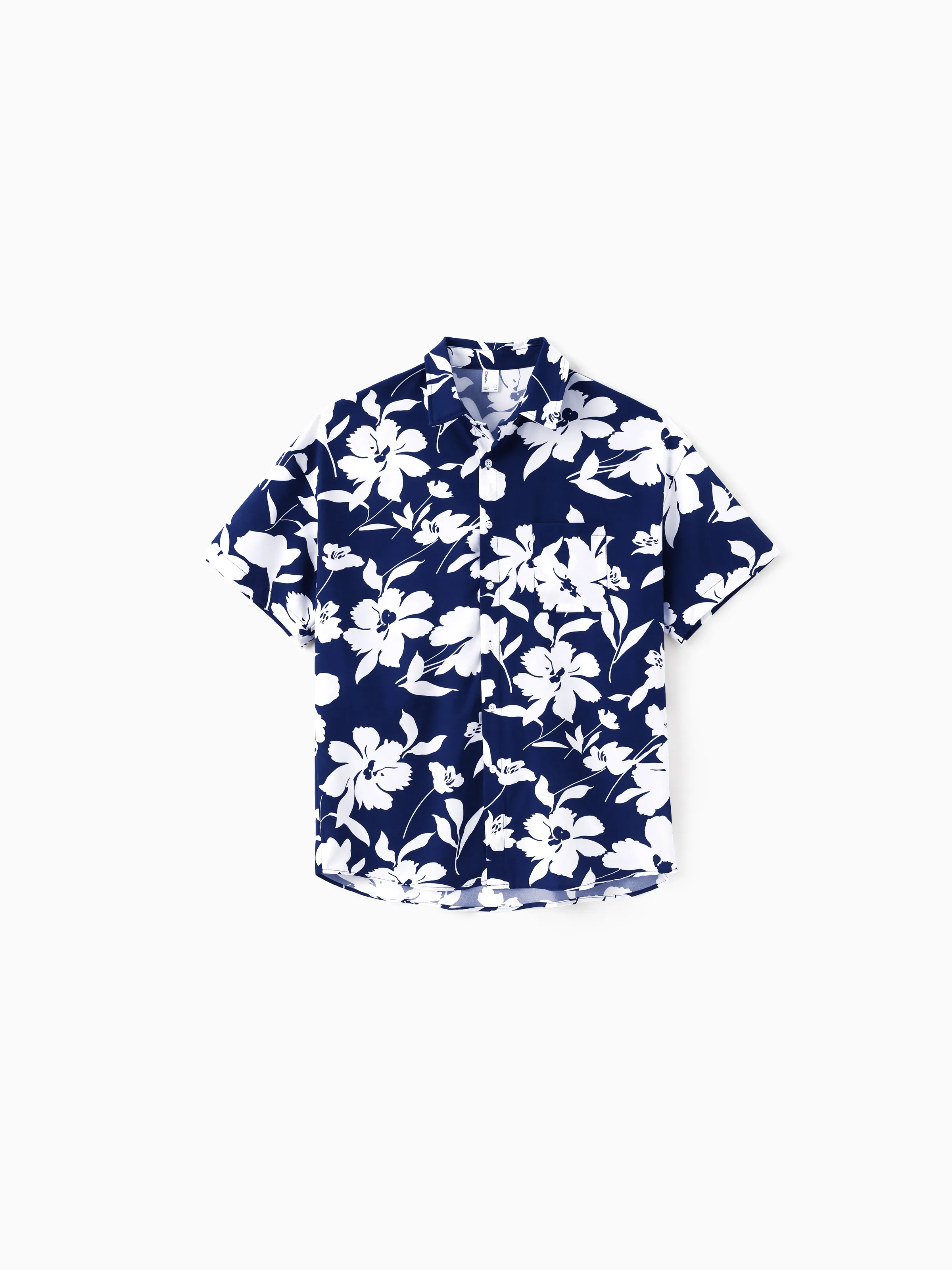 Family Matching Leaf Print Blue Short-sleeve Shirt or Sling Shirred Dress Set Blue - Image 22
