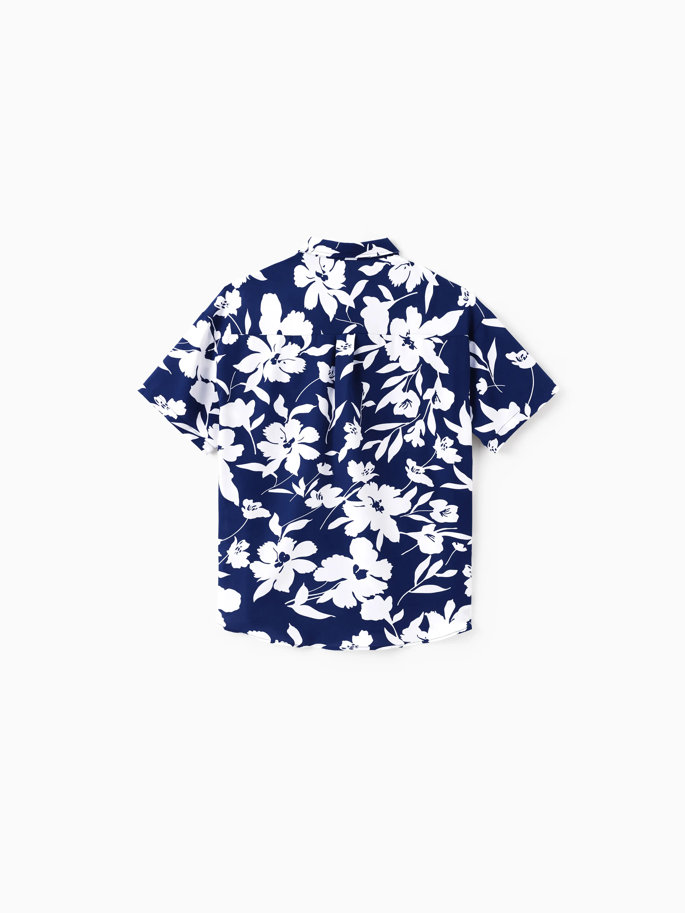 Family Matching Leaf Print Blue Short-sleeve Shirt or Sling Shirred Dress Set Blue - Image 23