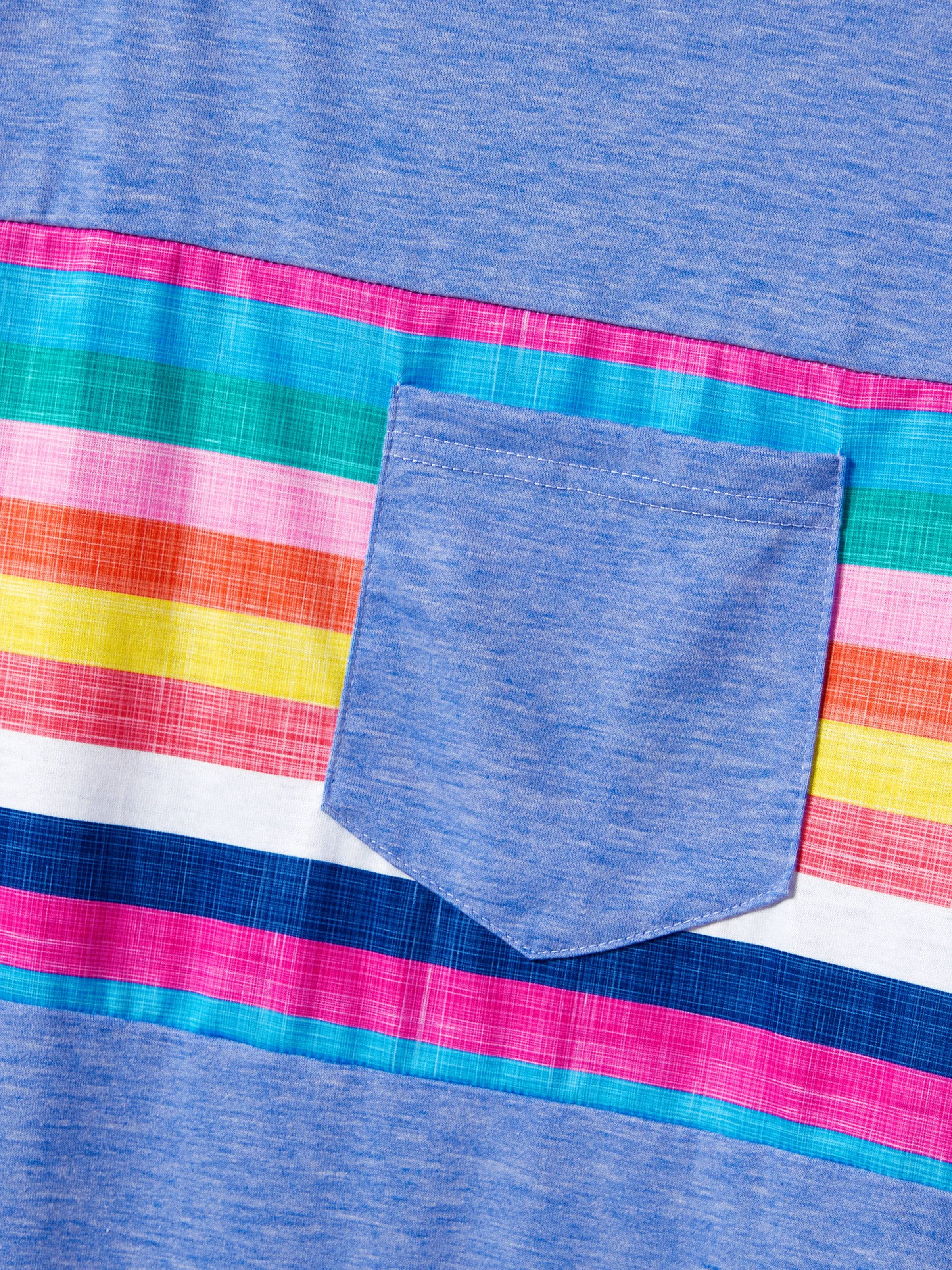 Family Matching Multi-Color Stripe T-shirt and Ruffle Hem Button Strap Dress Sets COLOREDSTRIPES - Image 23