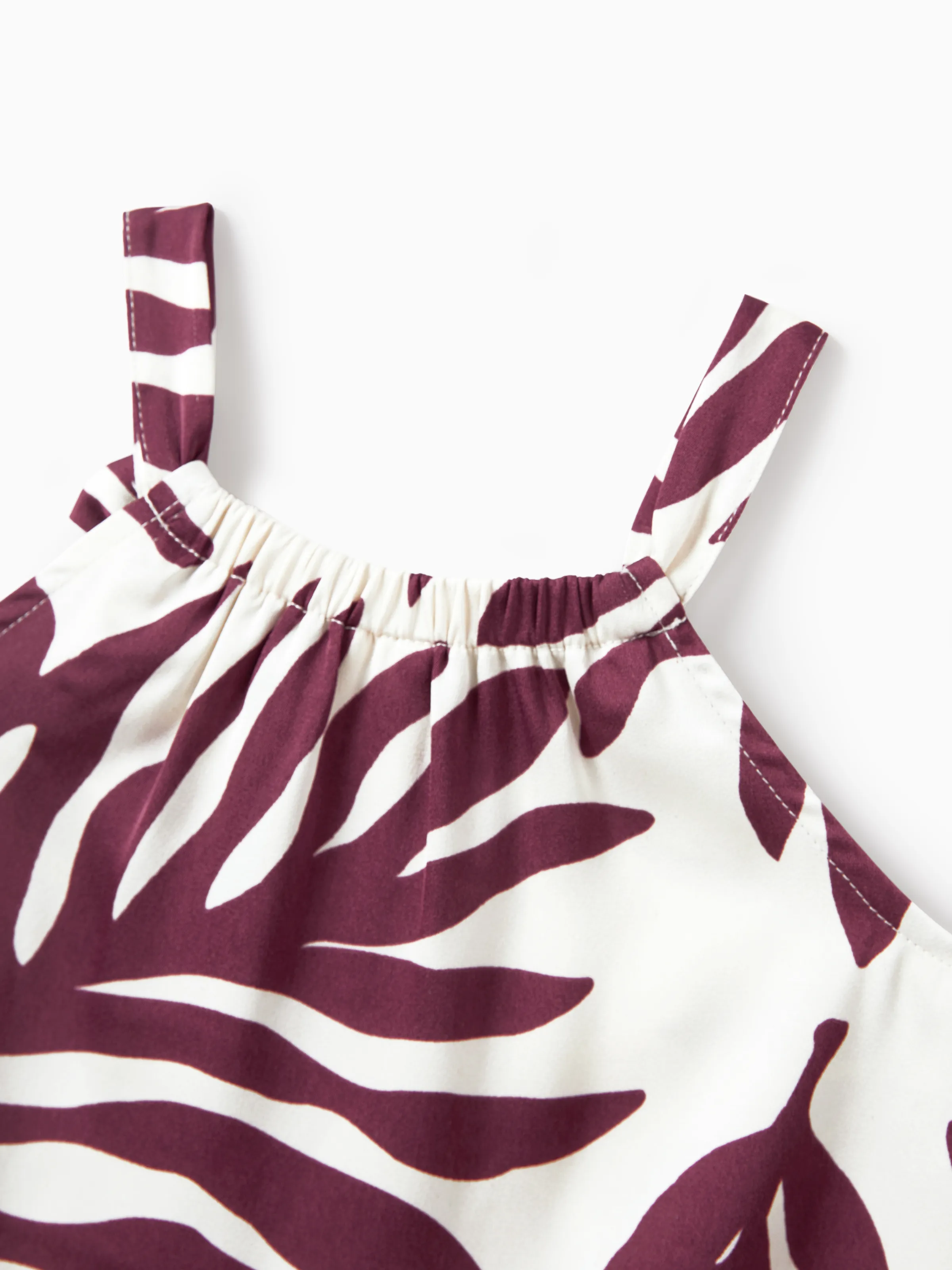 Family Matching Outfits Red Leaf Print Shirts and Strap Belted Dress for Hawaii/Cruise/Resort/Casual Wear White - Image 14