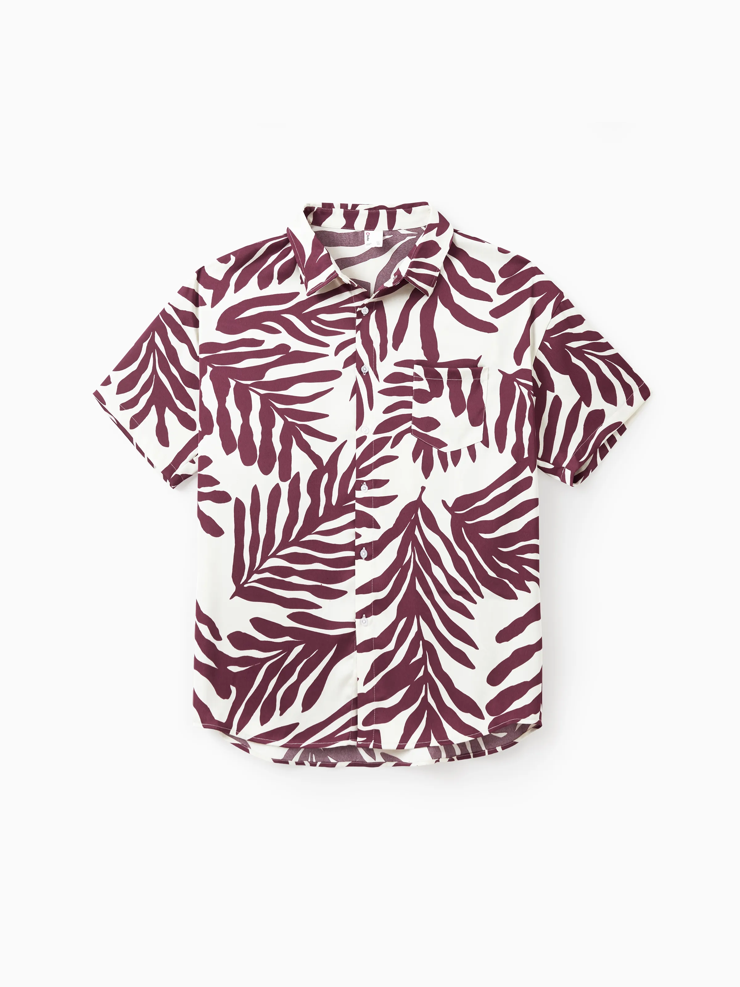 Family Matching Outfits Red Leaf Print Shirts and Strap Belted Dress for Hawaii/Cruise/Resort/Casual Wear White - Image 22