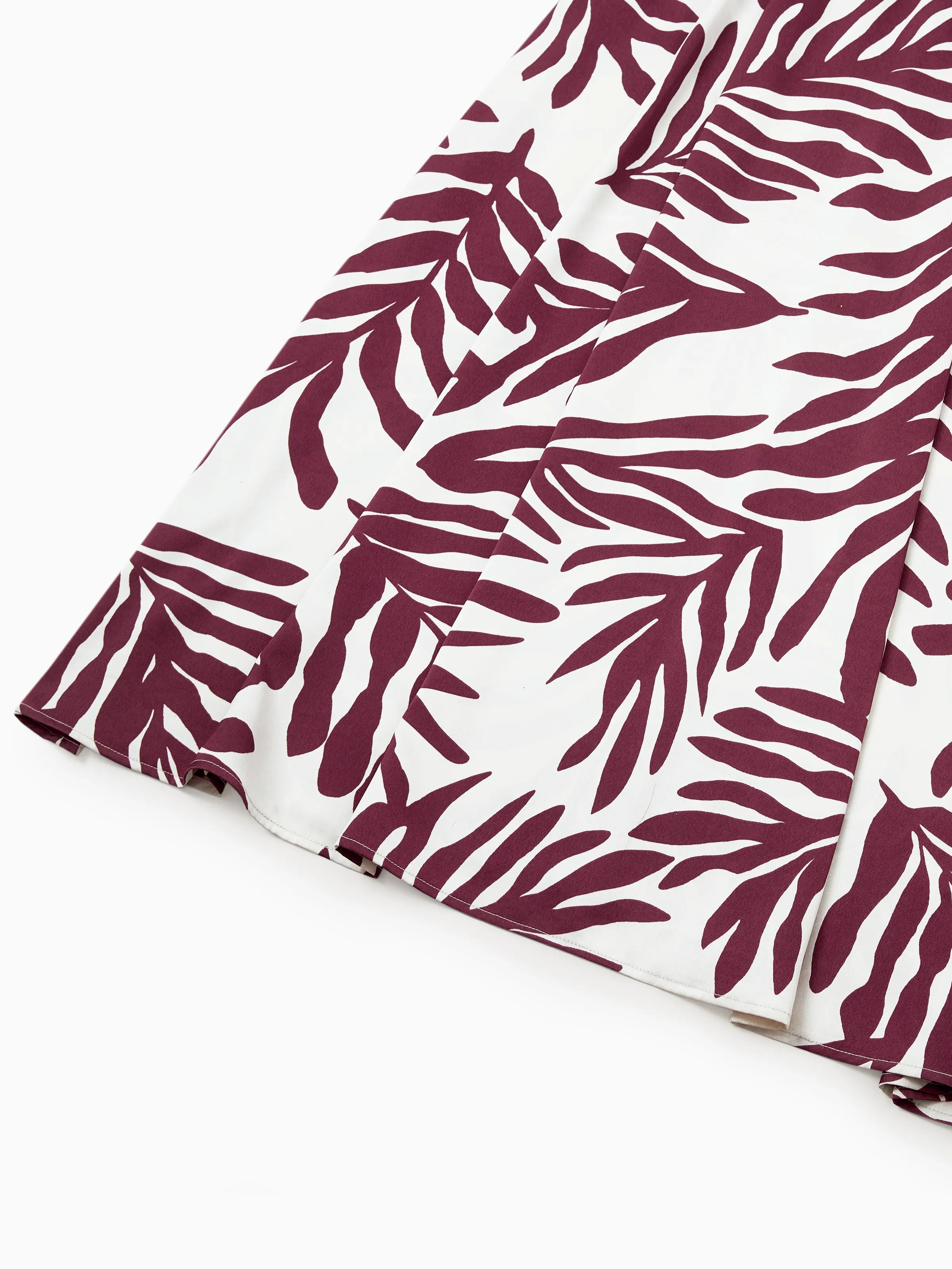 Family Matching Outfits Red Leaf Print Shirts and Strap Belted Dress for Hawaii/Cruise/Resort/Casual Wear White - Image 6