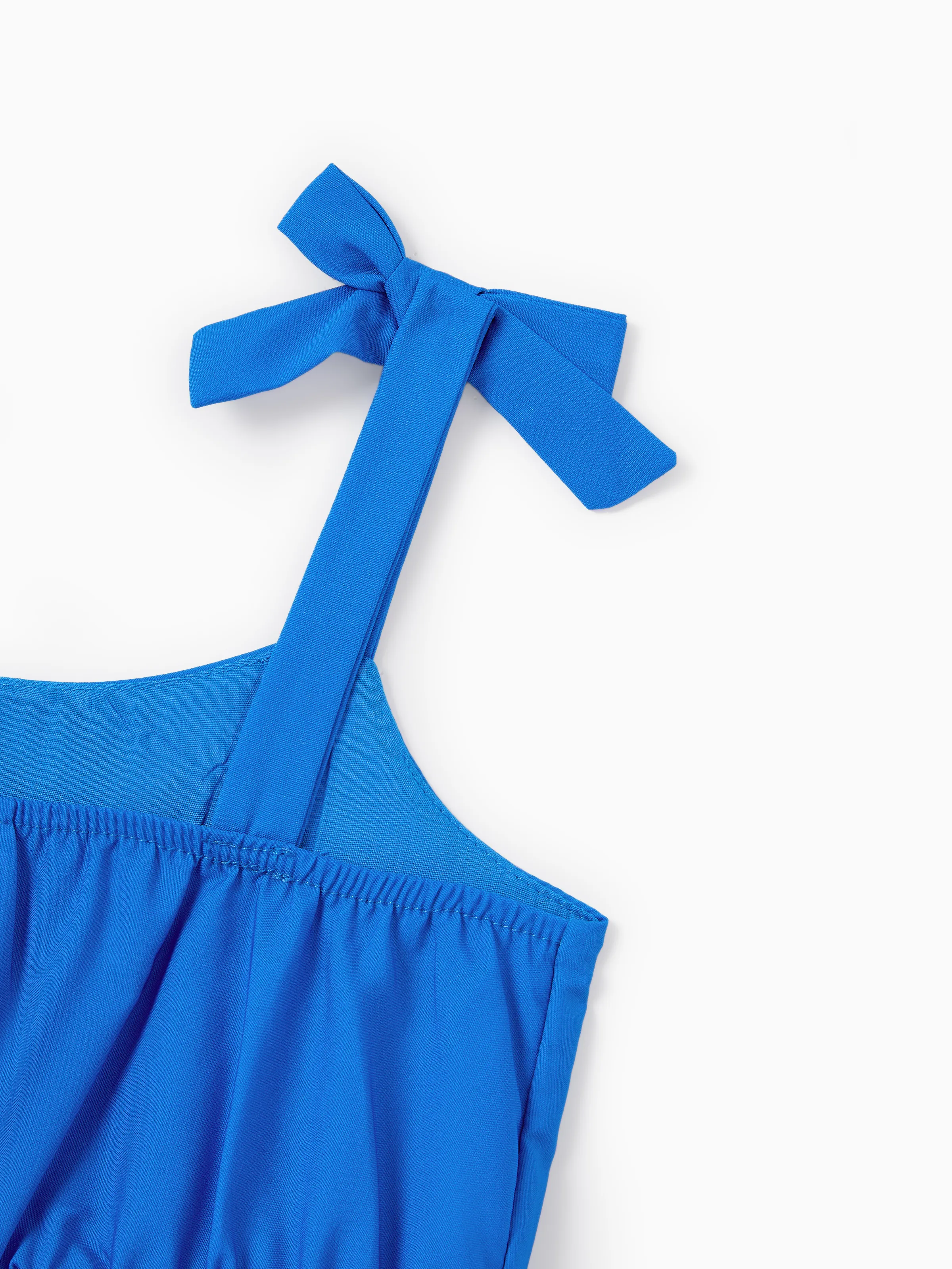Family Matching Outfits Set Floral Sleeveless Dress or Short-sleeve T-shirt Blue - Image 10