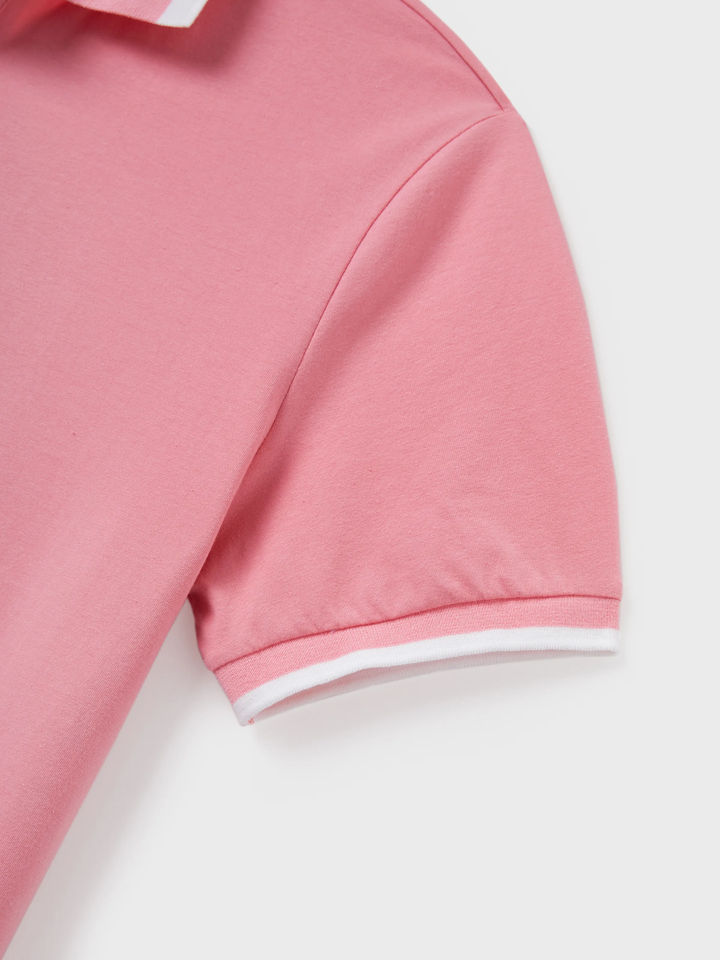 Family Matching Outfits Set Solid Color Short-sleeve Polo Collar Shirt or Flower Print Hollow out Dress  Pink - Image 24