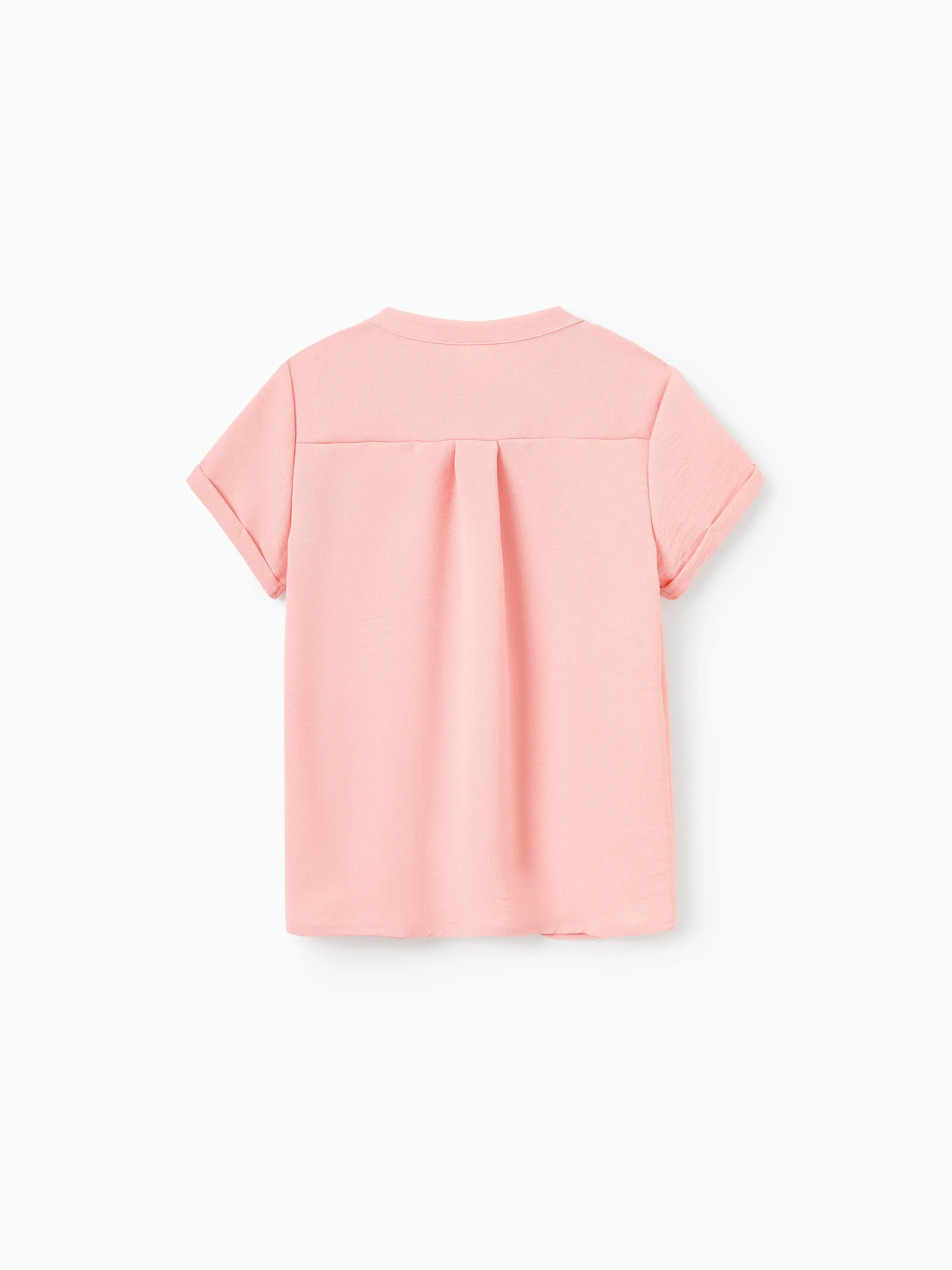 Family Matching Pink Outfits Flower Print Smocked Tie-Back Cotton Dress for Mom & Daughter, Solid Shirts for Dad & Son, Perfect for Summer Family Outings & Photos Mauve Pink - Image 13