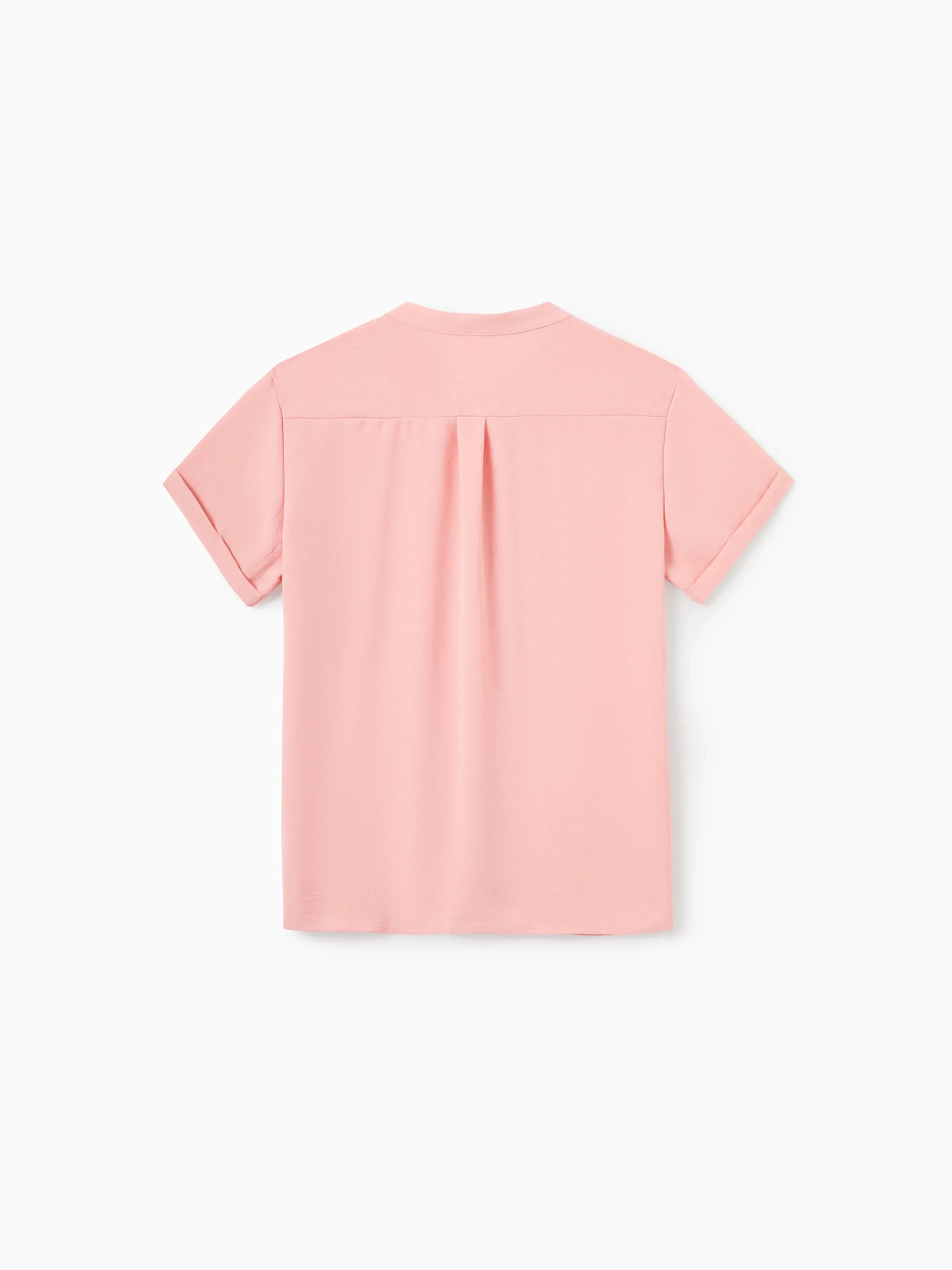 Family Matching Pink Outfits Flower Print Smocked Tie-Back Cotton Dress for Mom & Daughter, Solid Shirts for Dad & Son, Perfect for Summer Family Outings & Photos Mauve Pink - Image 18