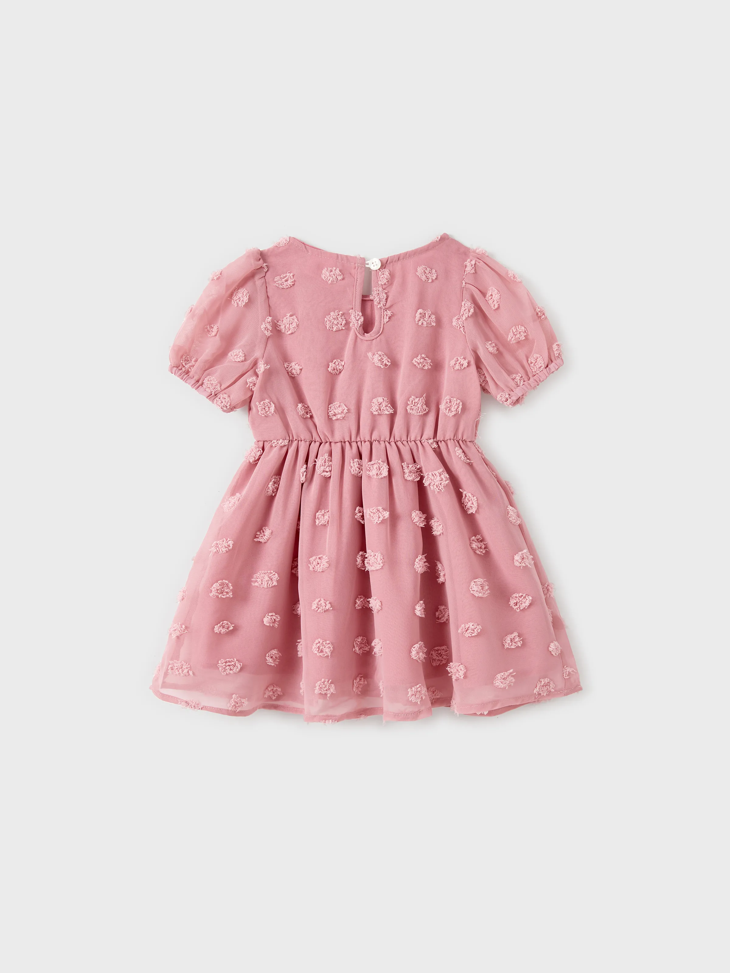 Family Matching Pink Set Solid Colorblock Polo collar Short-sleeve Shirt or Ruffle-sleeve Belted Dress Pink - Image 13