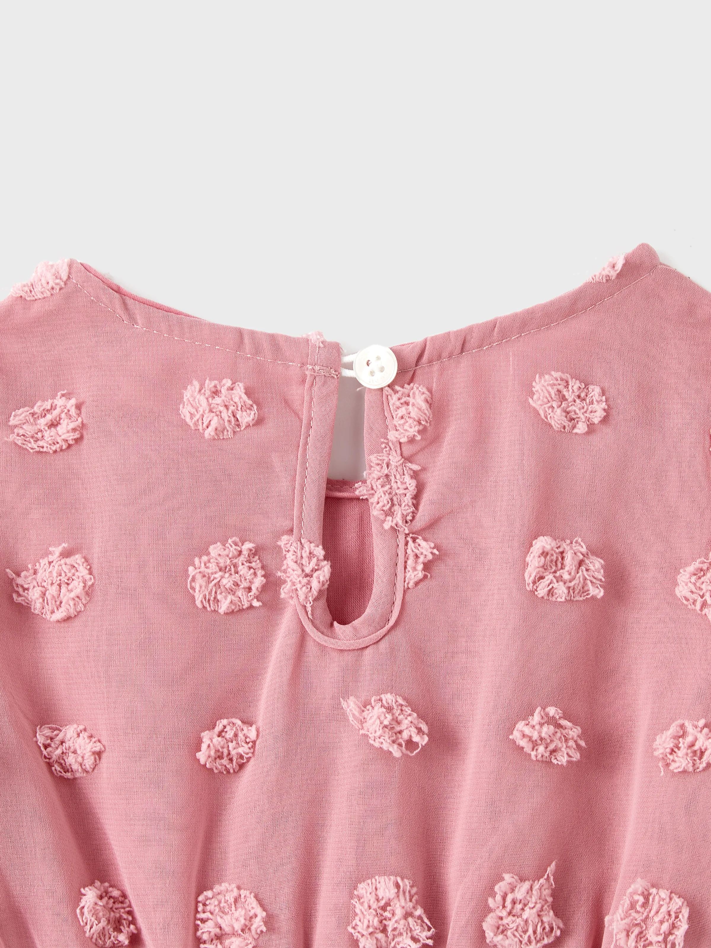 Family Matching Pink Set Solid Colorblock Polo collar Short-sleeve Shirt or Ruffle-sleeve Belted Dress Pink - Image 16
