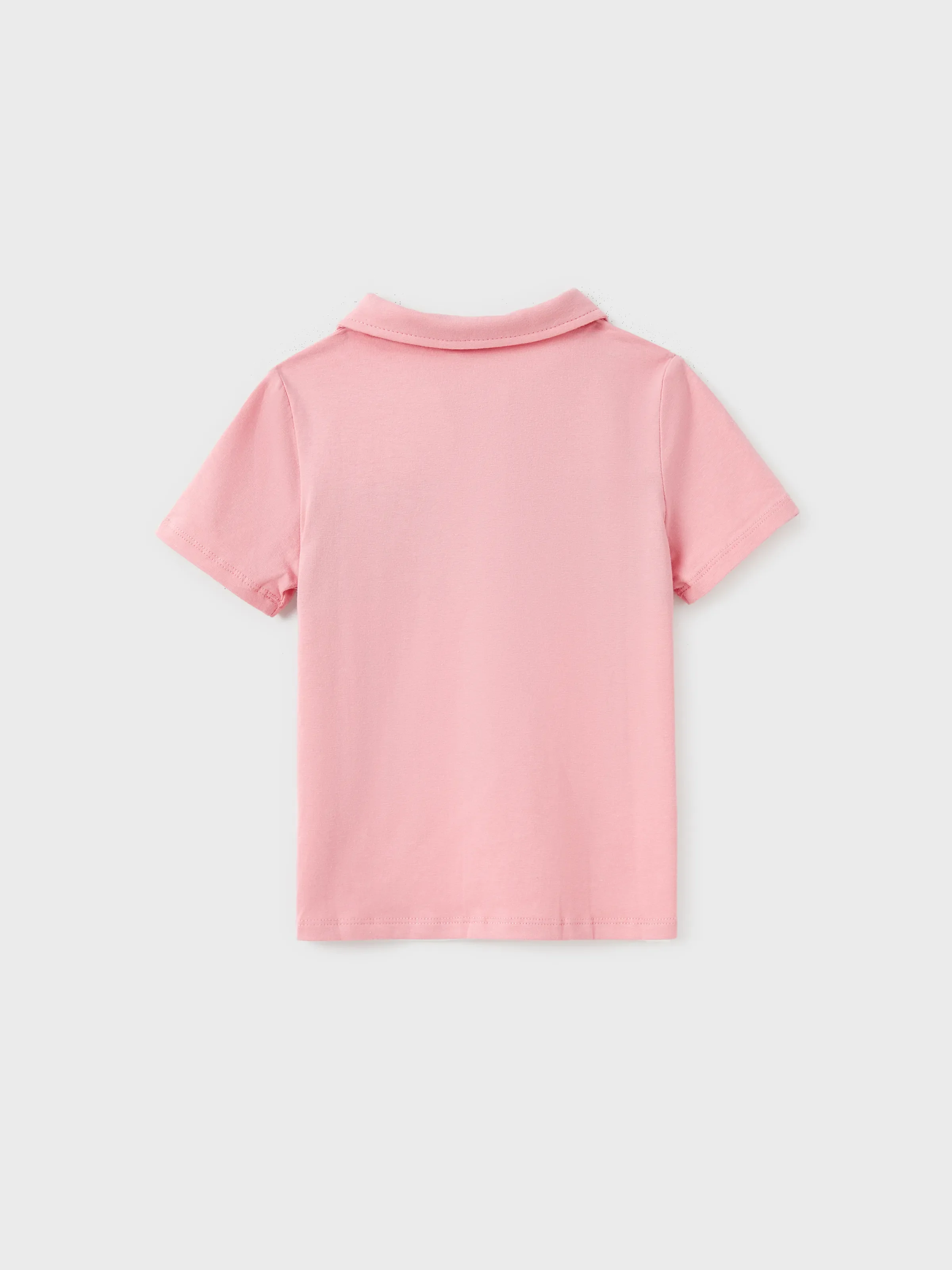 Family Matching Pink Set Solid Colorblock Polo collar Short-sleeve Shirt or Ruffle-sleeve Belted Dress Pink - Image 18
