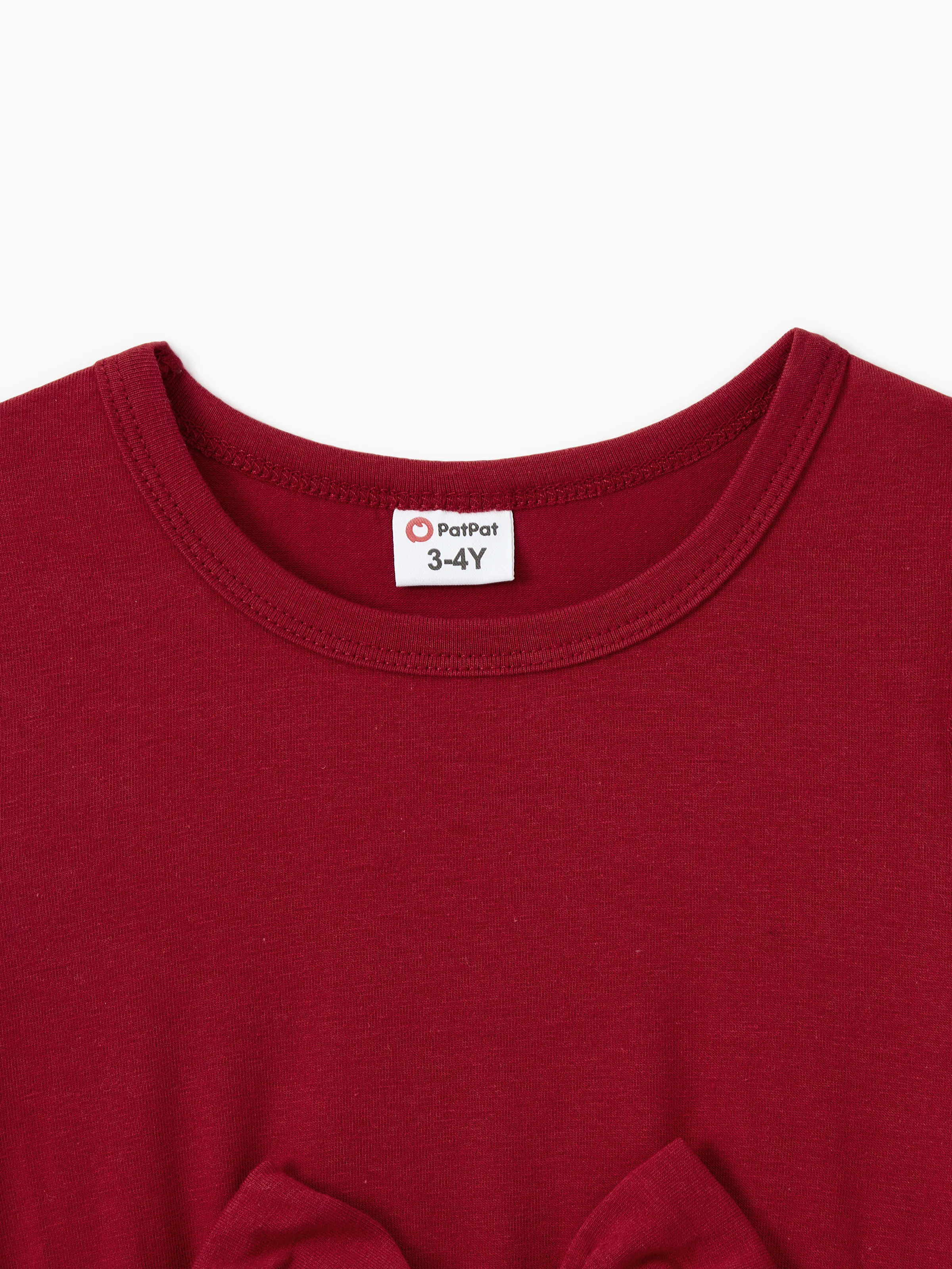 Family Matching Plaid Shirt Tops and Red Mesh Splice Belted Dresses Sets Burgundy - Image 11