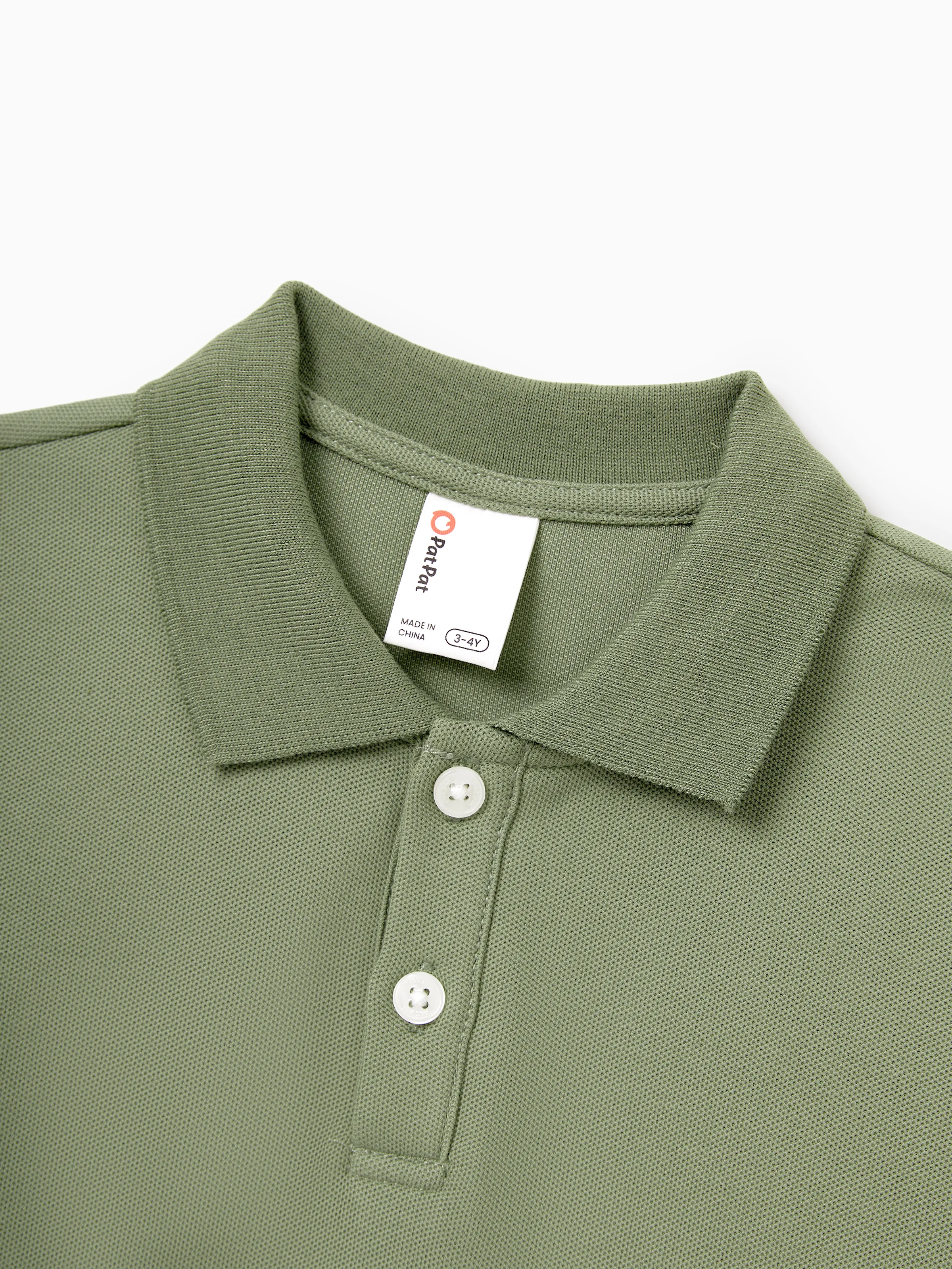 Family Matching Polo Collar Short-sleeve Shirt or V-neck Strappy Mesh Dress  Green - Image 33