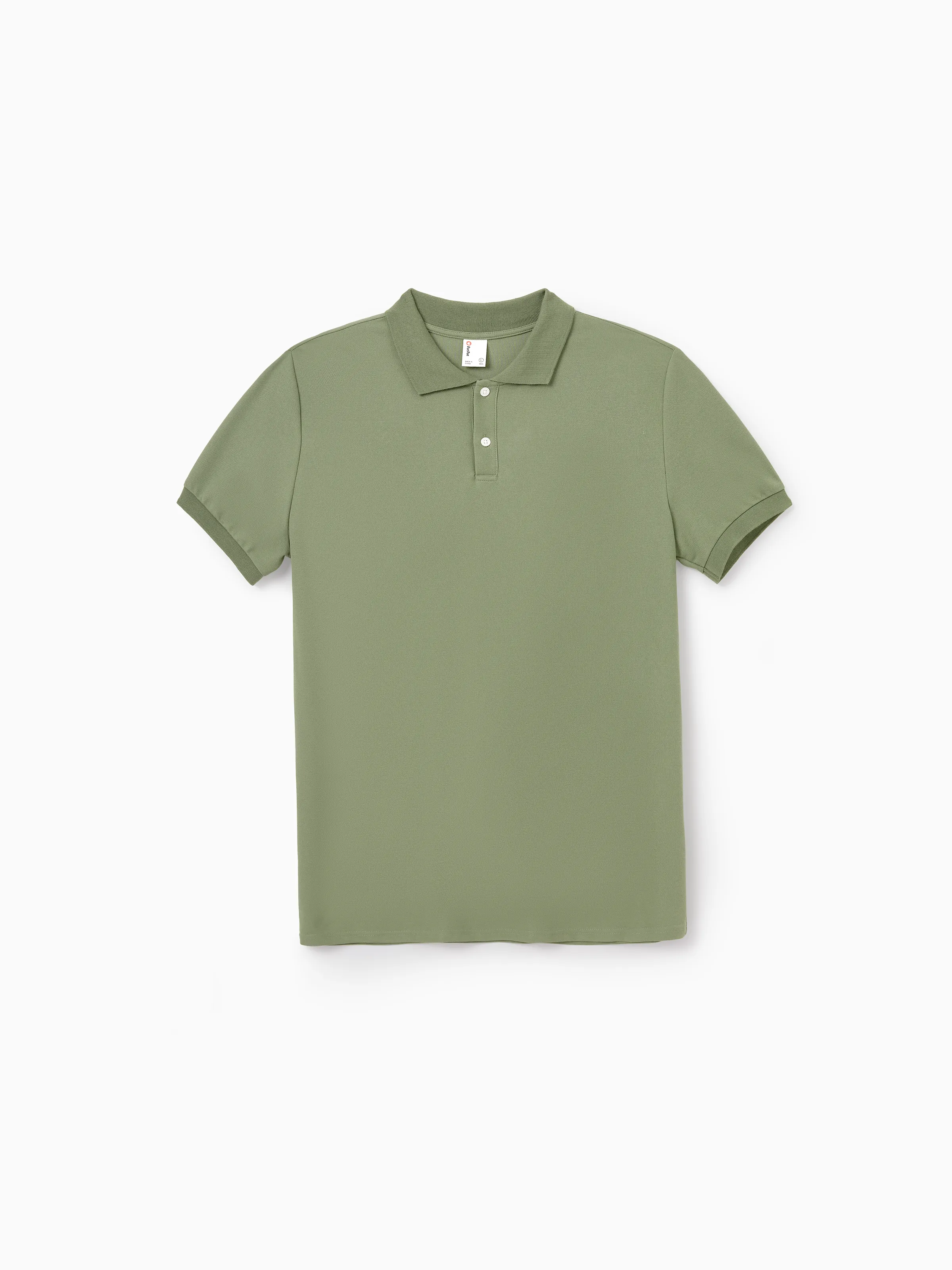Family Matching Polo Collar Short-sleeve Shirt or V-neck Strappy Mesh Dress  Green - Image 37
