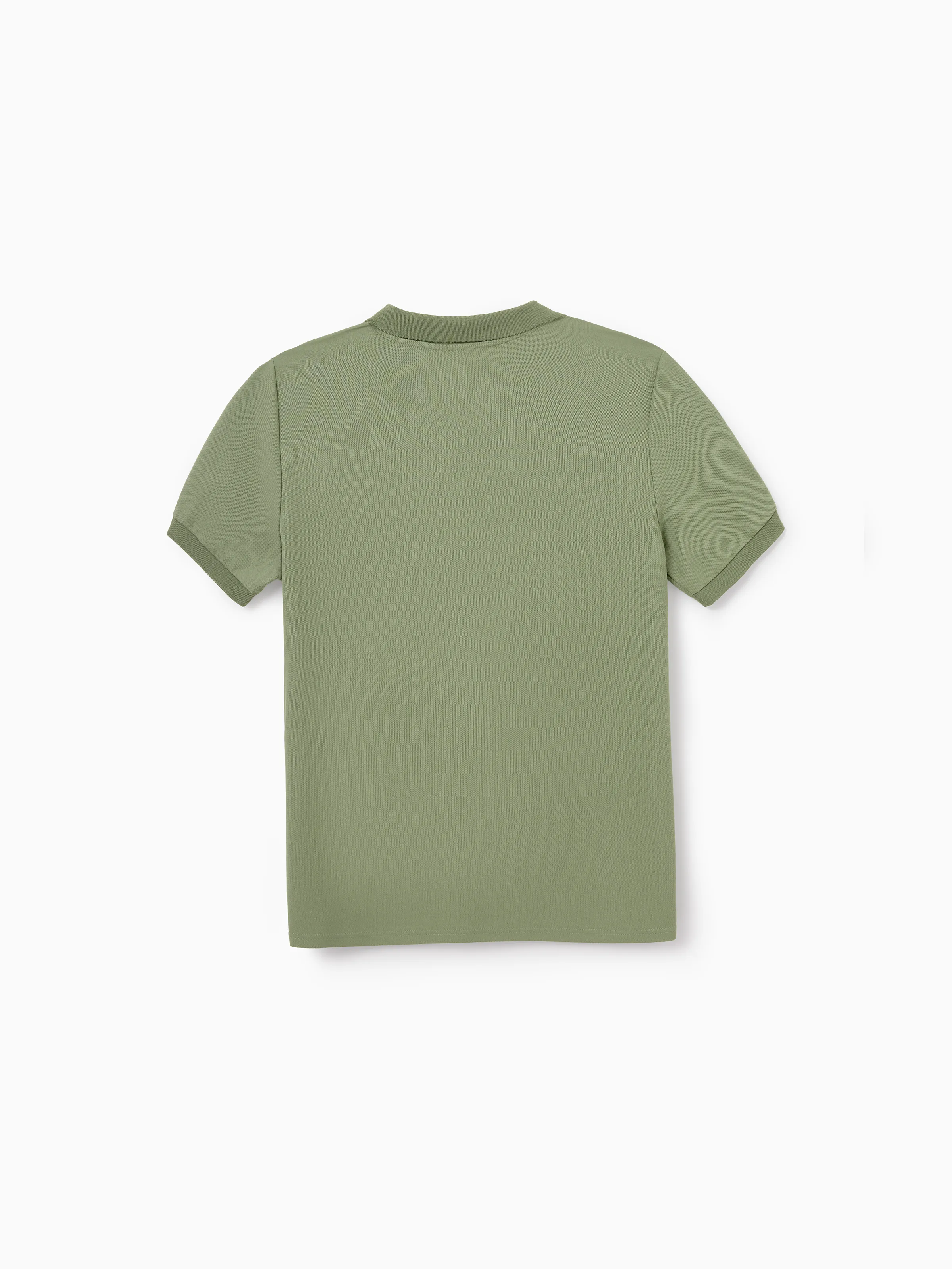 Family Matching Polo Collar Short-sleeve Shirt or V-neck Strappy Mesh Dress  Green - Image 38
