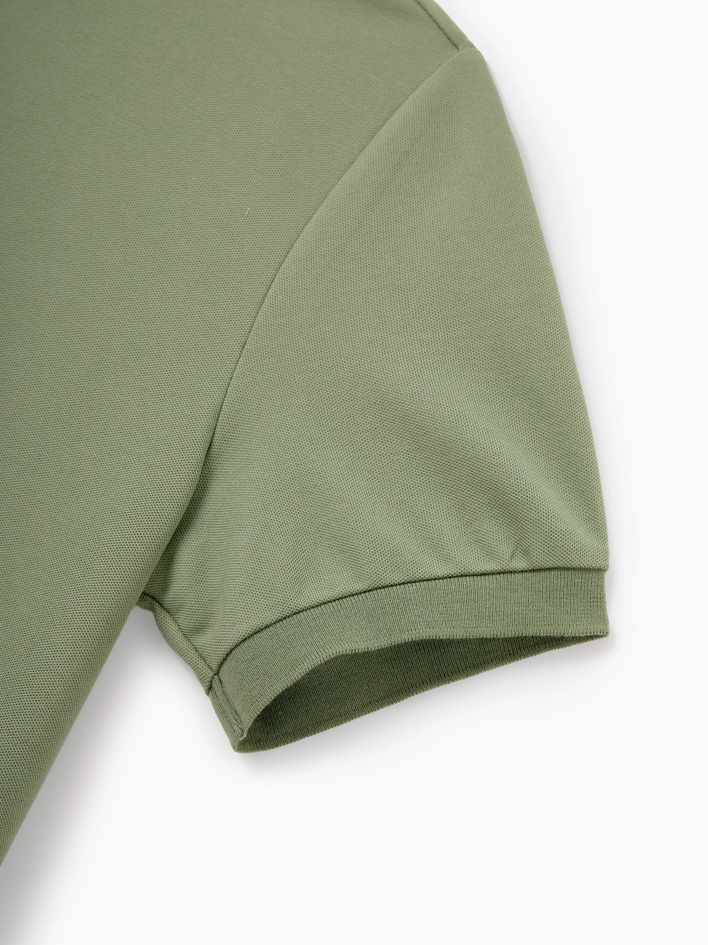 Family Matching Polo Collar Short-sleeve Shirt or V-neck Strappy Mesh Dress  Green - Image 40