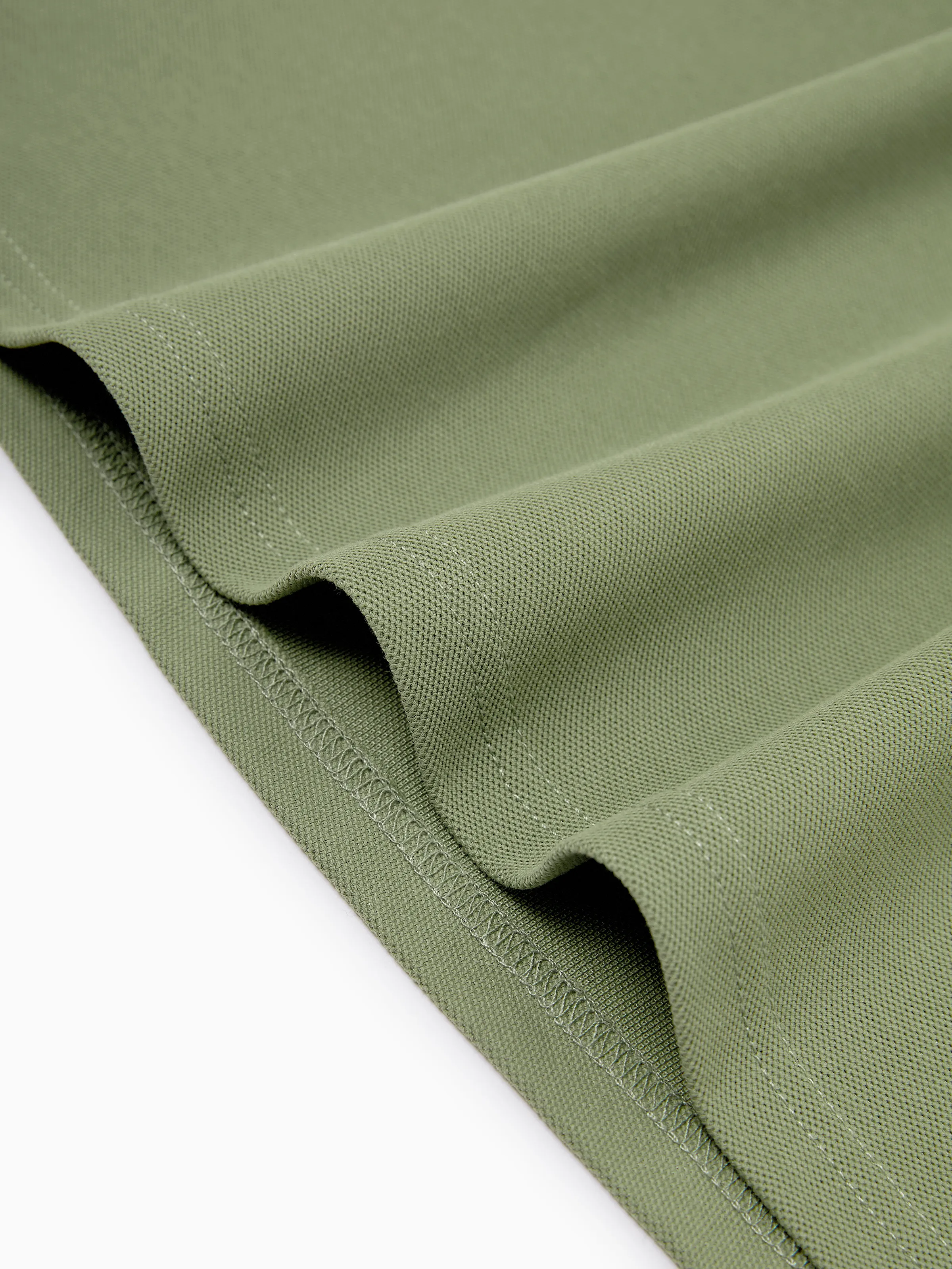 Family Matching Polo Collar Short-sleeve Shirt or V-neck Strappy Mesh Dress  Green - Image 41