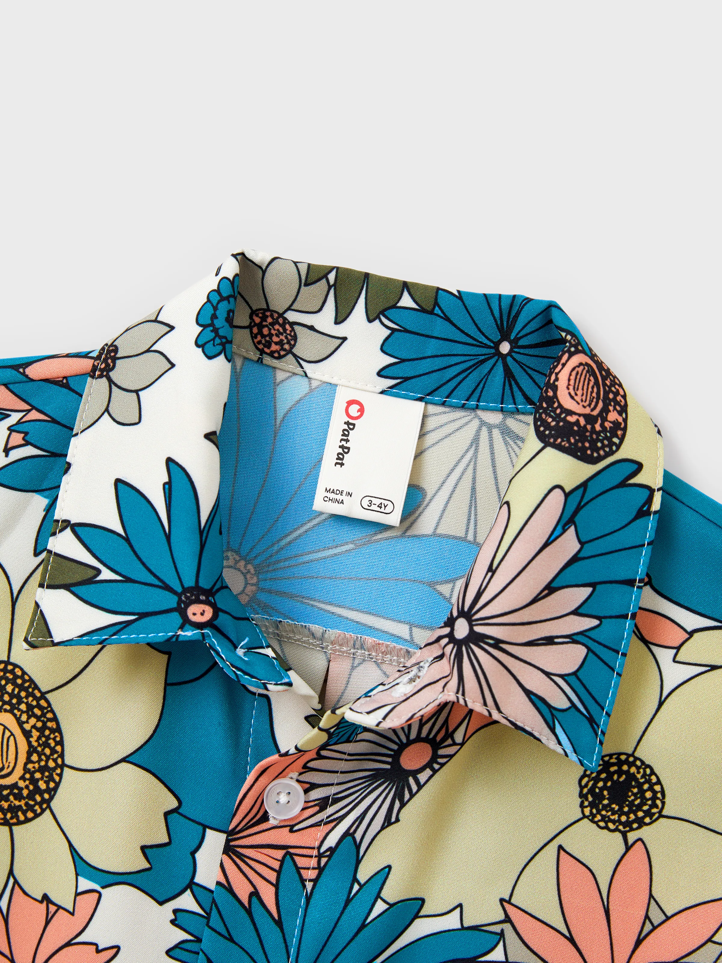 Family Matching Set Sun Flower Print Short-sleeve Collar Shirt or White Camisole Top and Flower Wide-leg Pants Set for Summer Vacation  Multi-color - Image 19