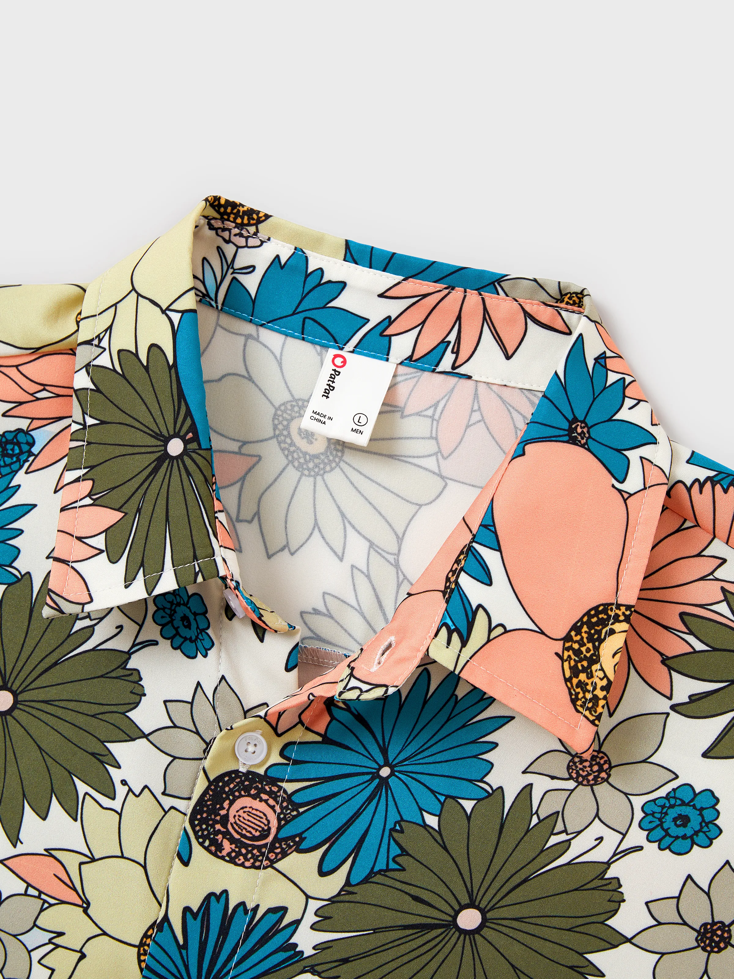 Family Matching Set Sun Flower Print Short-sleeve Collar Shirt or White Camisole Top and Flower Wide-leg Pants Set for Summer Vacation  Multi-color - Image 26