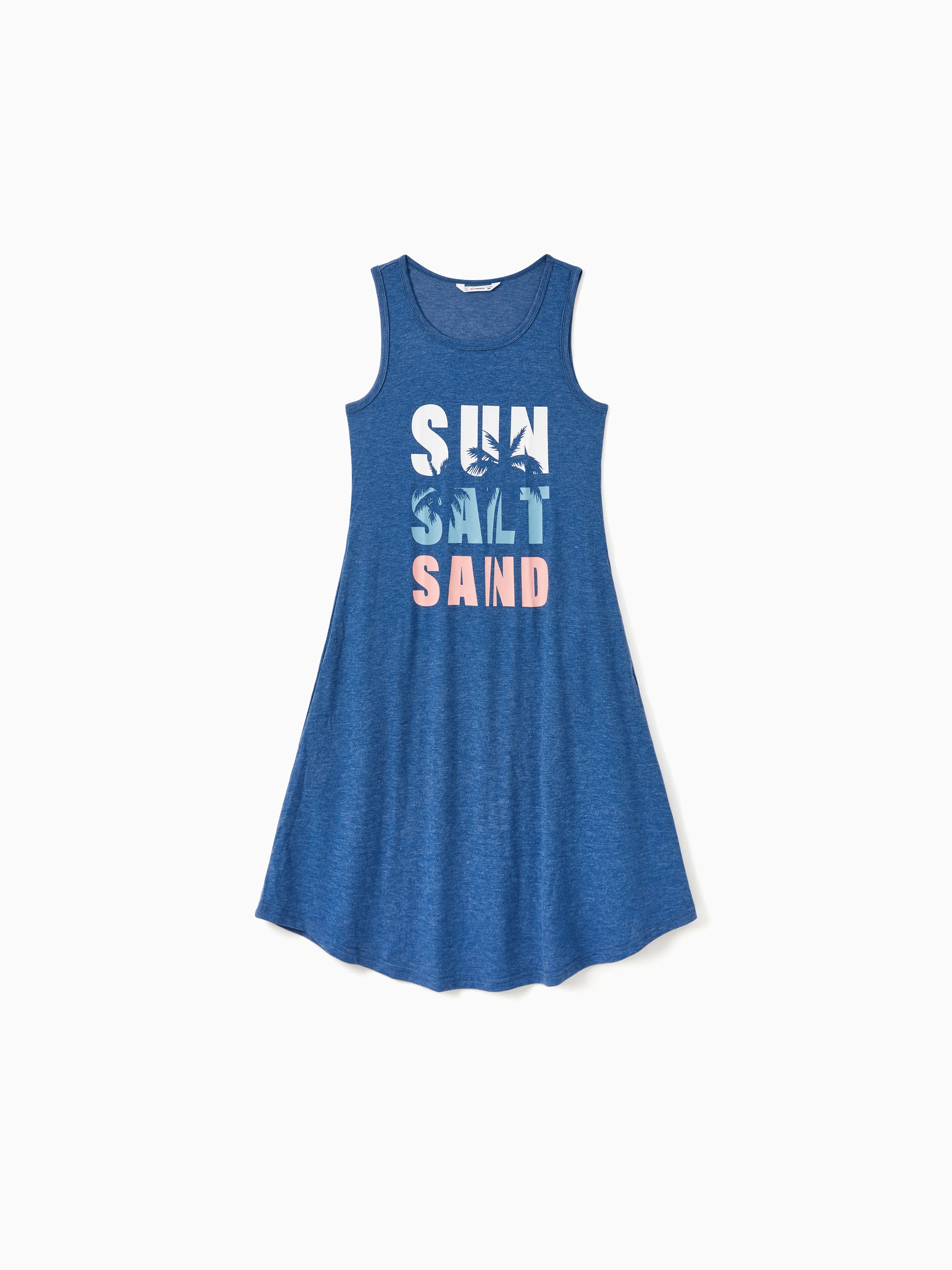 Family Matching Sets Blue Tank Top or Flowy A-Line Tank Dress with Pockets Blue - Image 5