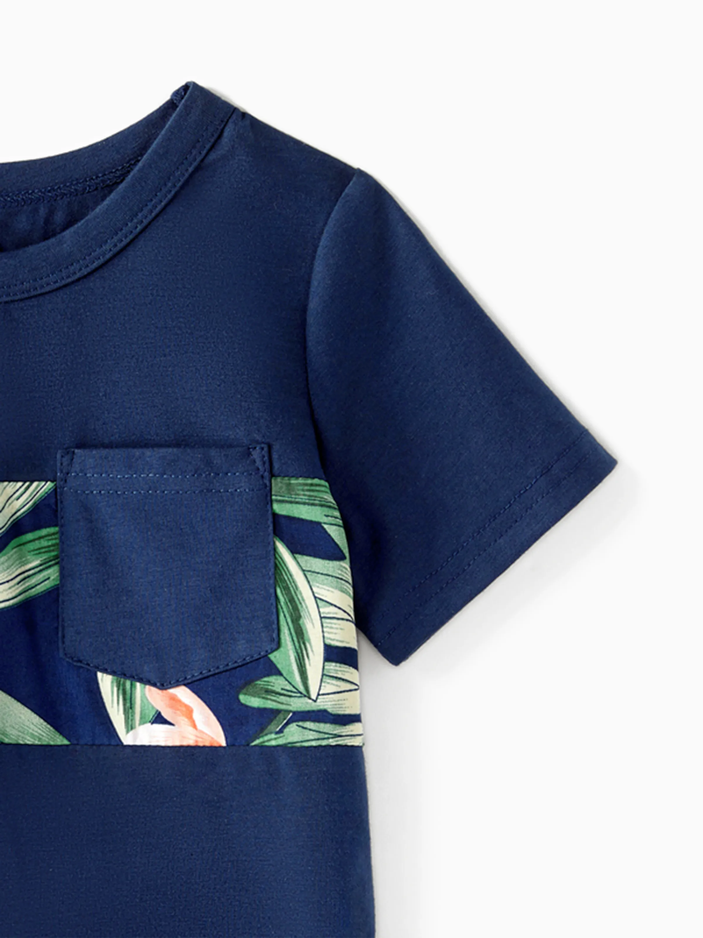 Family Matching Sets Floral Panel Short-sleeve T-shirts or All Over Floral Print V Neck Spaghetti Strap Midi Dresses with Hidden Snap royalblue - Image 17