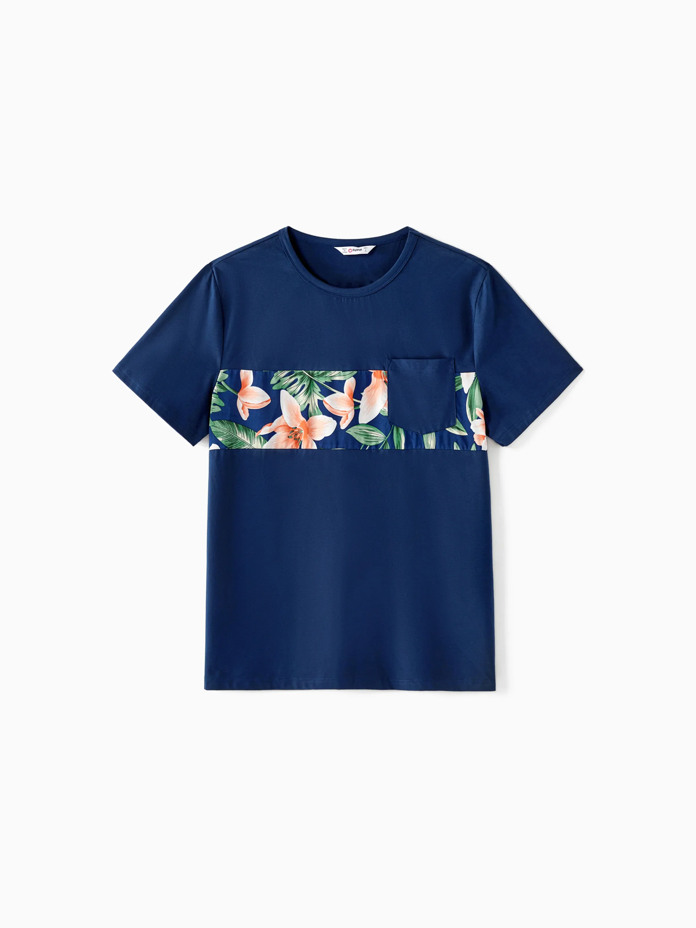 Family Matching Sets Floral Panel Short-sleeve T-shirts or All Over Floral Print V Neck Spaghetti Strap Midi Dresses with Hidden Snap royalblue - Image 20