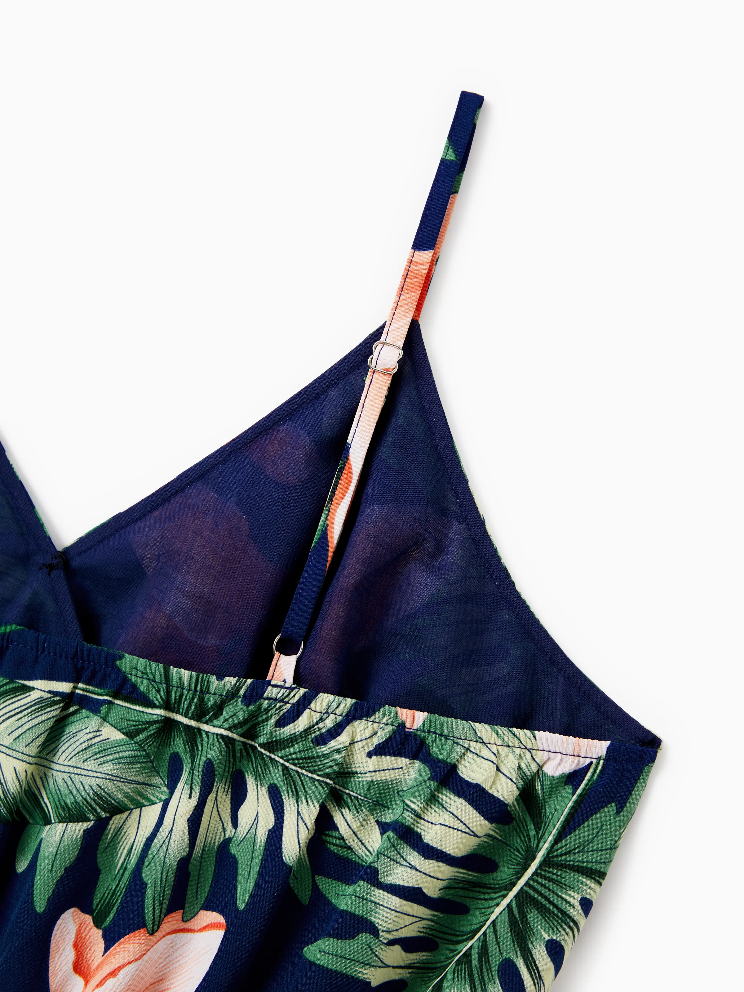 Family Matching Sets Floral Panel Short-sleeve T-shirts or All Over Floral Print V Neck Spaghetti Strap Midi Dresses with Hidden Snap royalblue - Image 7