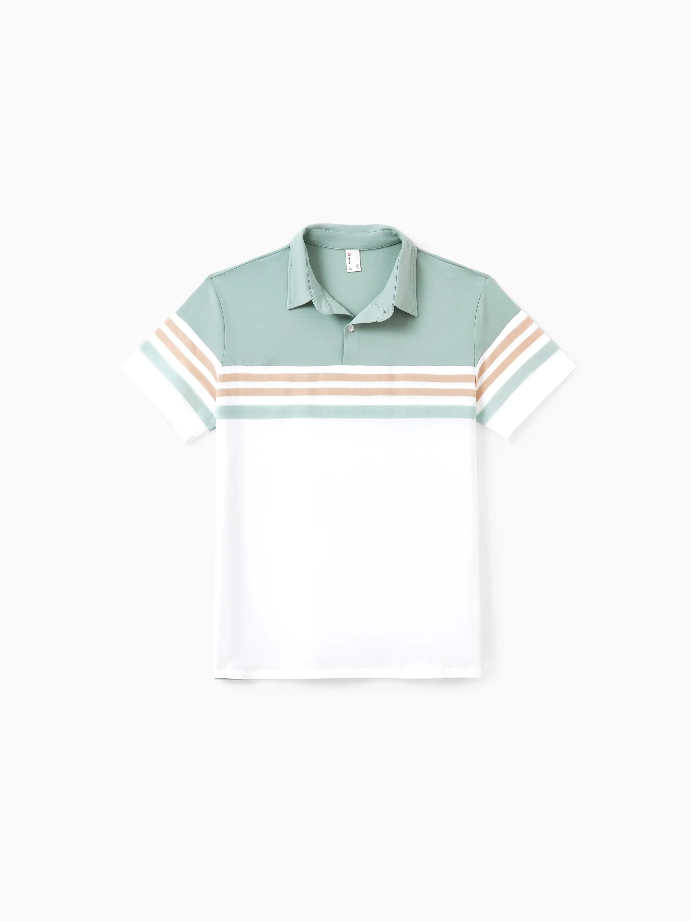 Family Matching Sets Green Striped Polo Shirt or Flora Print Strap Belted Dress Light Green - Image 21