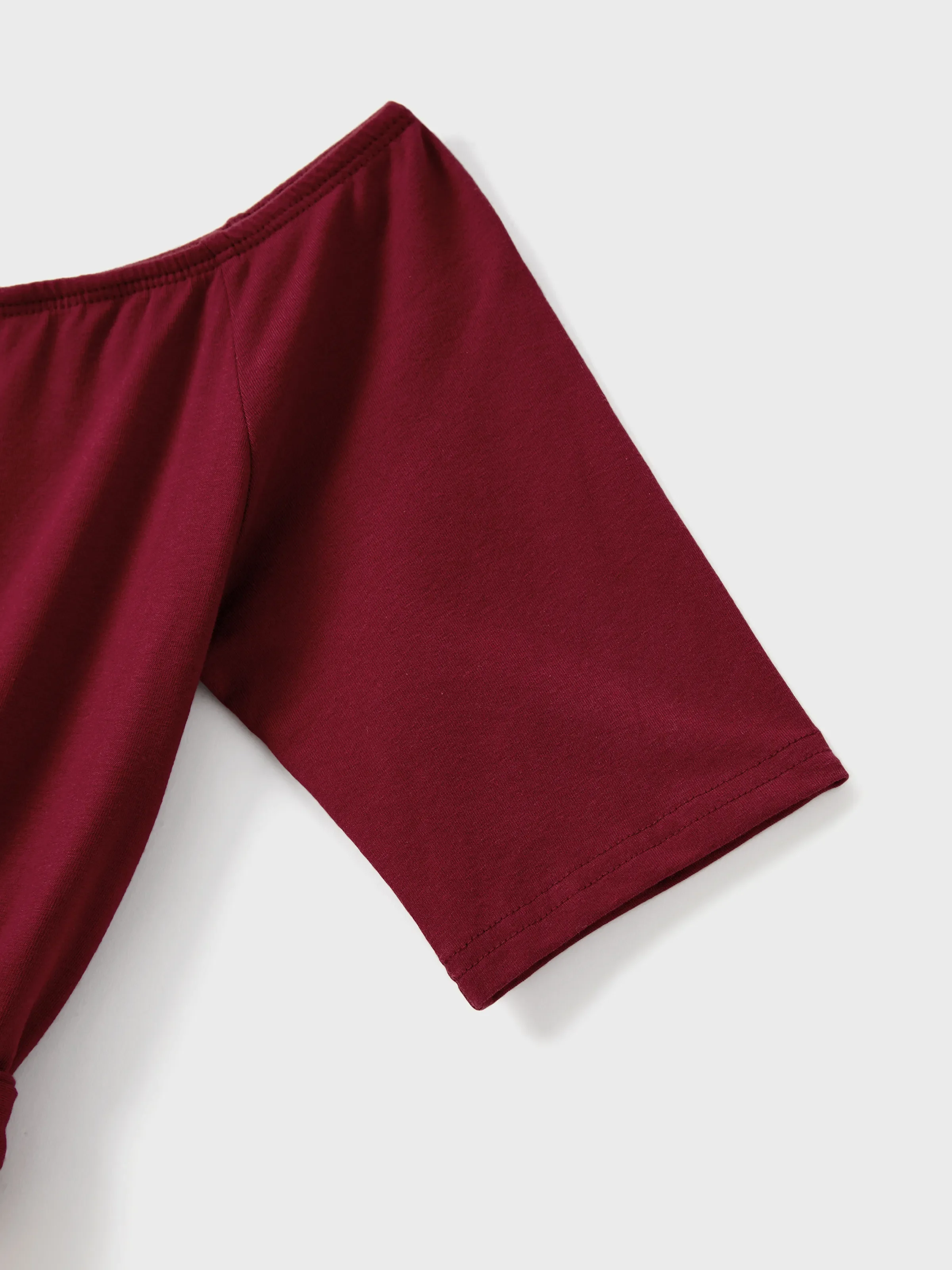 Family Matching Sets Long Sleeves Sweatshirt or Off-Shoulder Butterfly Embroidered Tulle Dress Burgundy - Image 4