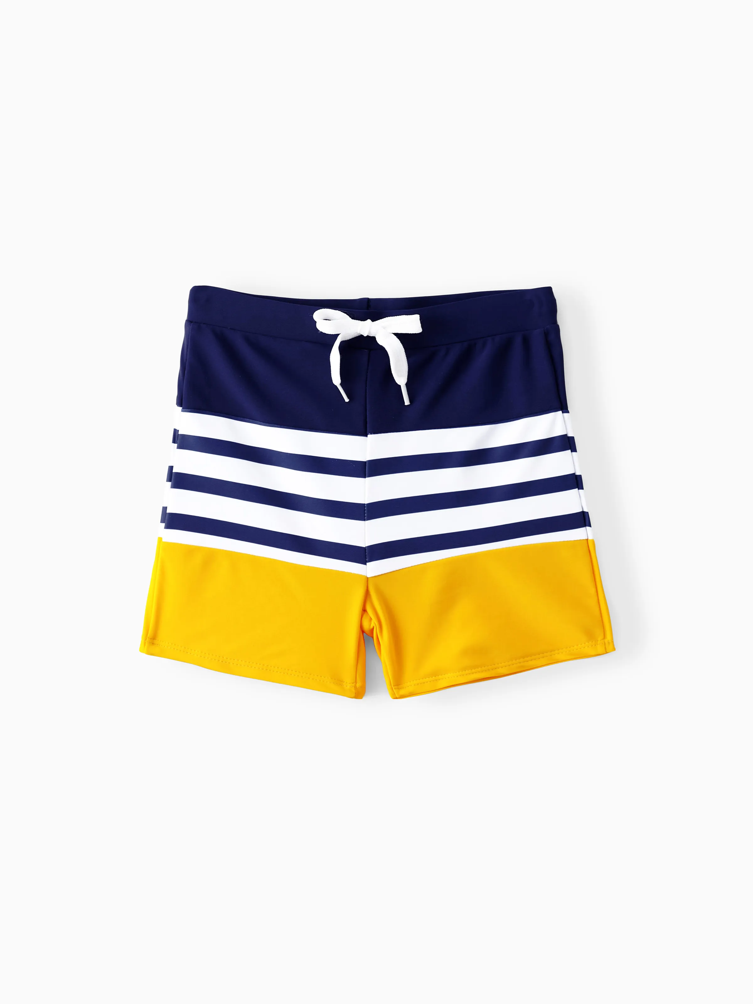 Family Matching Stripe & Colorblock Spliced One Piece Swimsuit or Swim Trunks Shorts ColorBlock - Image 12