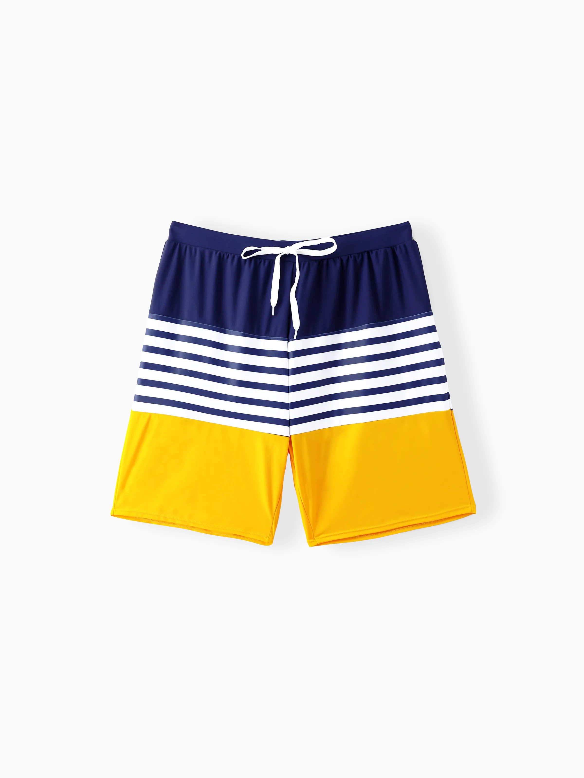 Family Matching Stripe & Colorblock Spliced One Piece Swimsuit or Swim Trunks Shorts ColorBlock - Image 17