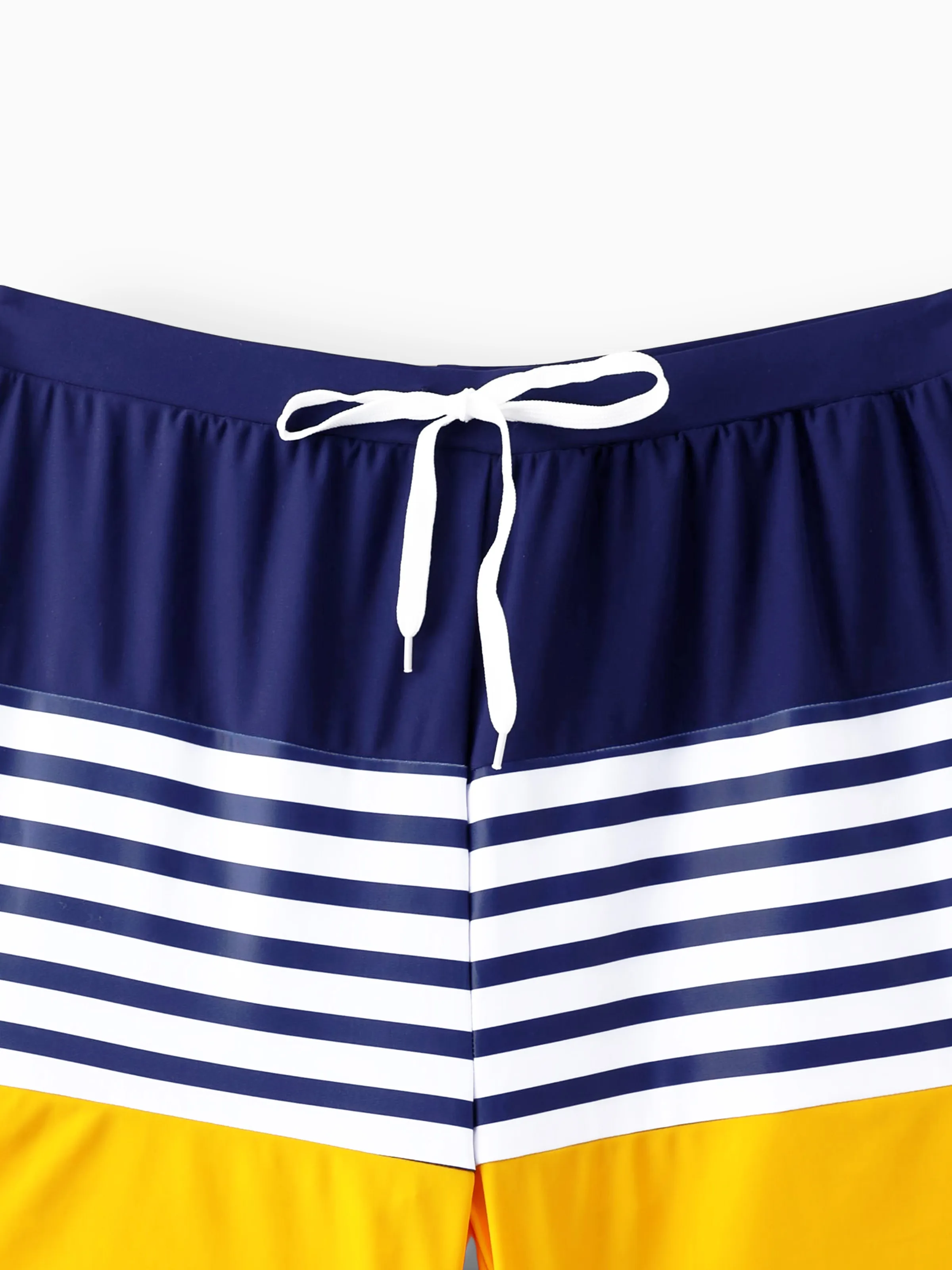 Family Matching Stripe & Colorblock Spliced One Piece Swimsuit or Swim Trunks Shorts ColorBlock - Image 19